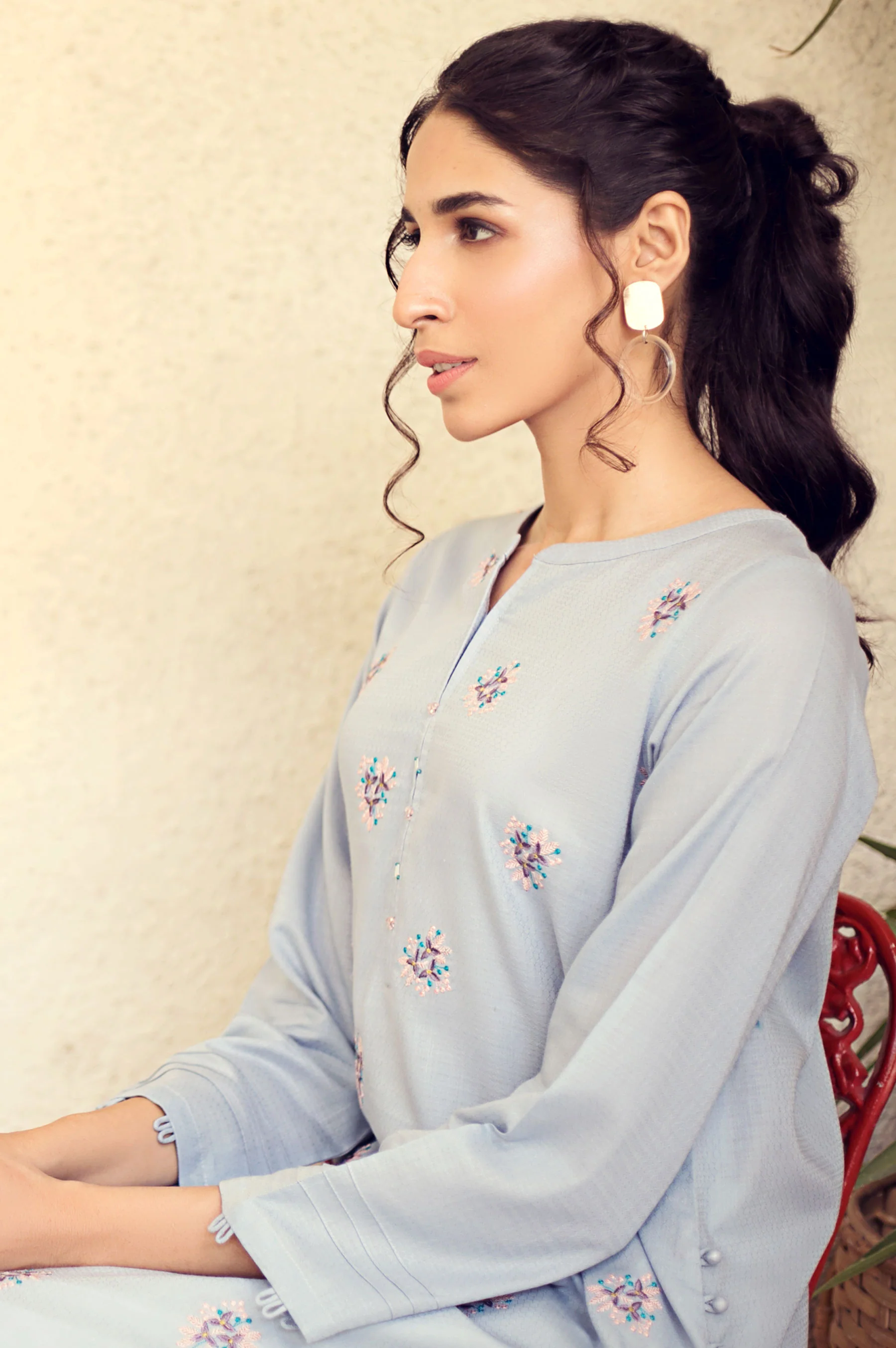 Stitched 1 Piece Embroidered Shirt - Image 3