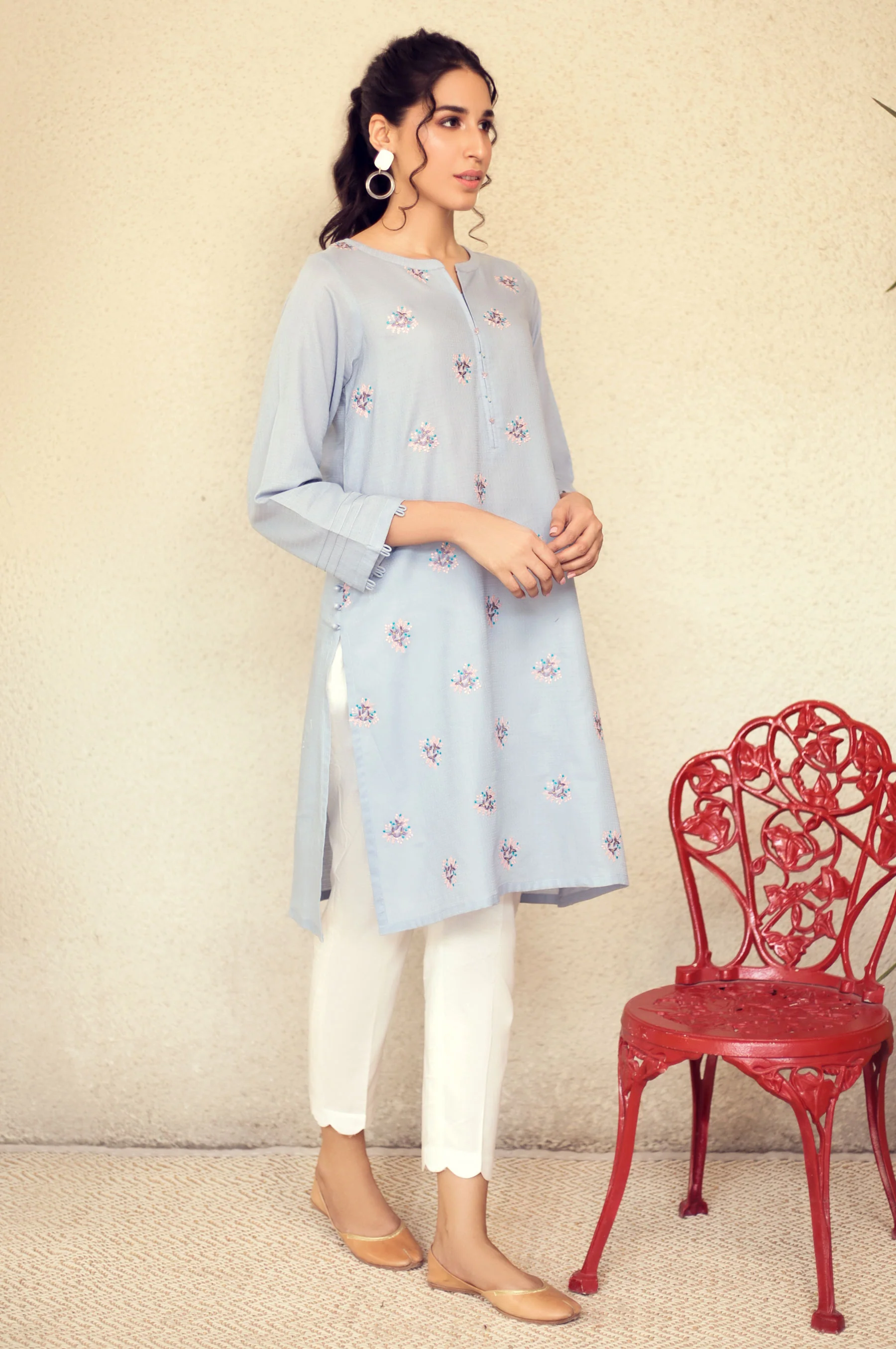 Stitched 1 Piece Embroidered Shirt - Image 4