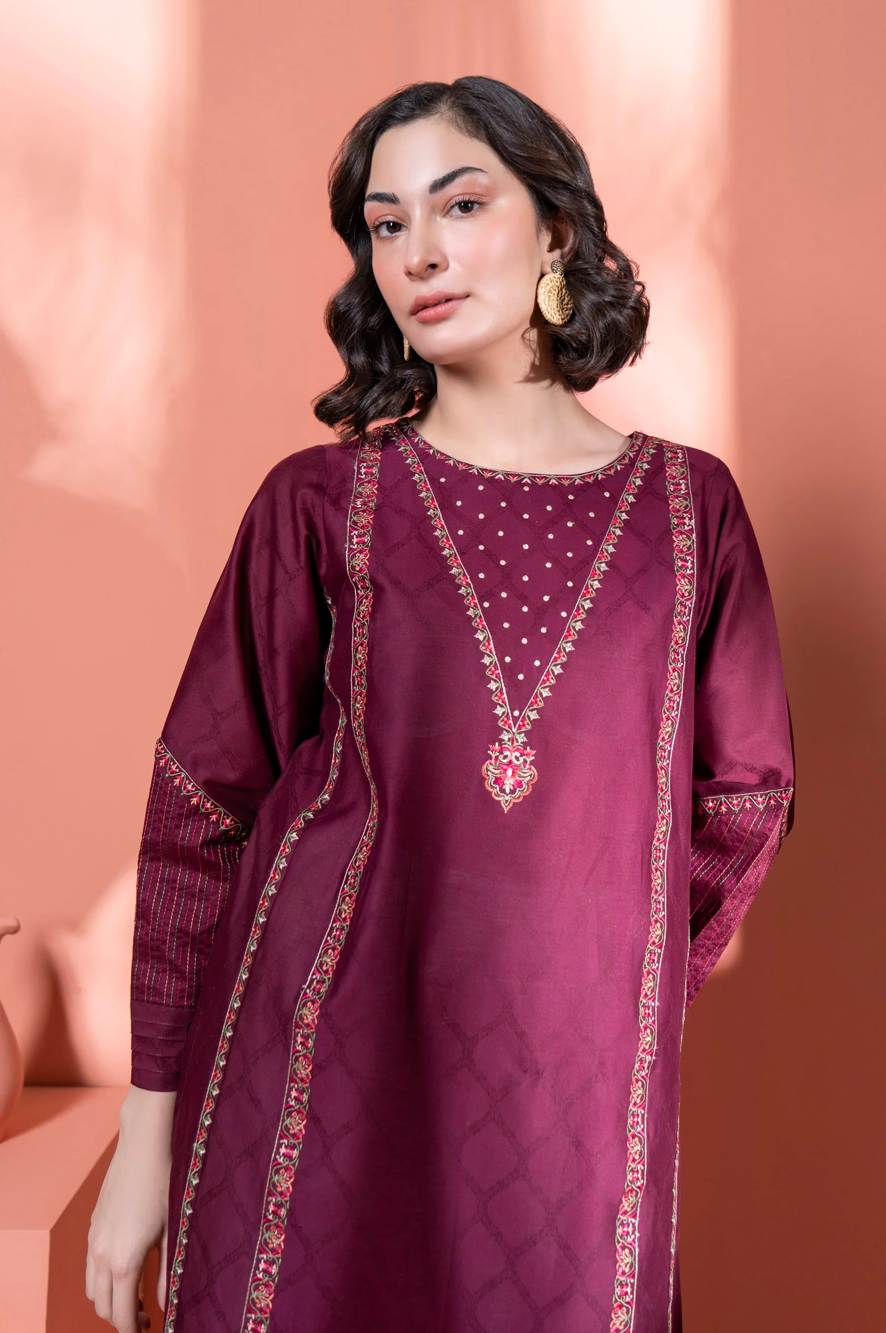Stitched 1 Piece Embroidered Jacquard Shirt - Image 4