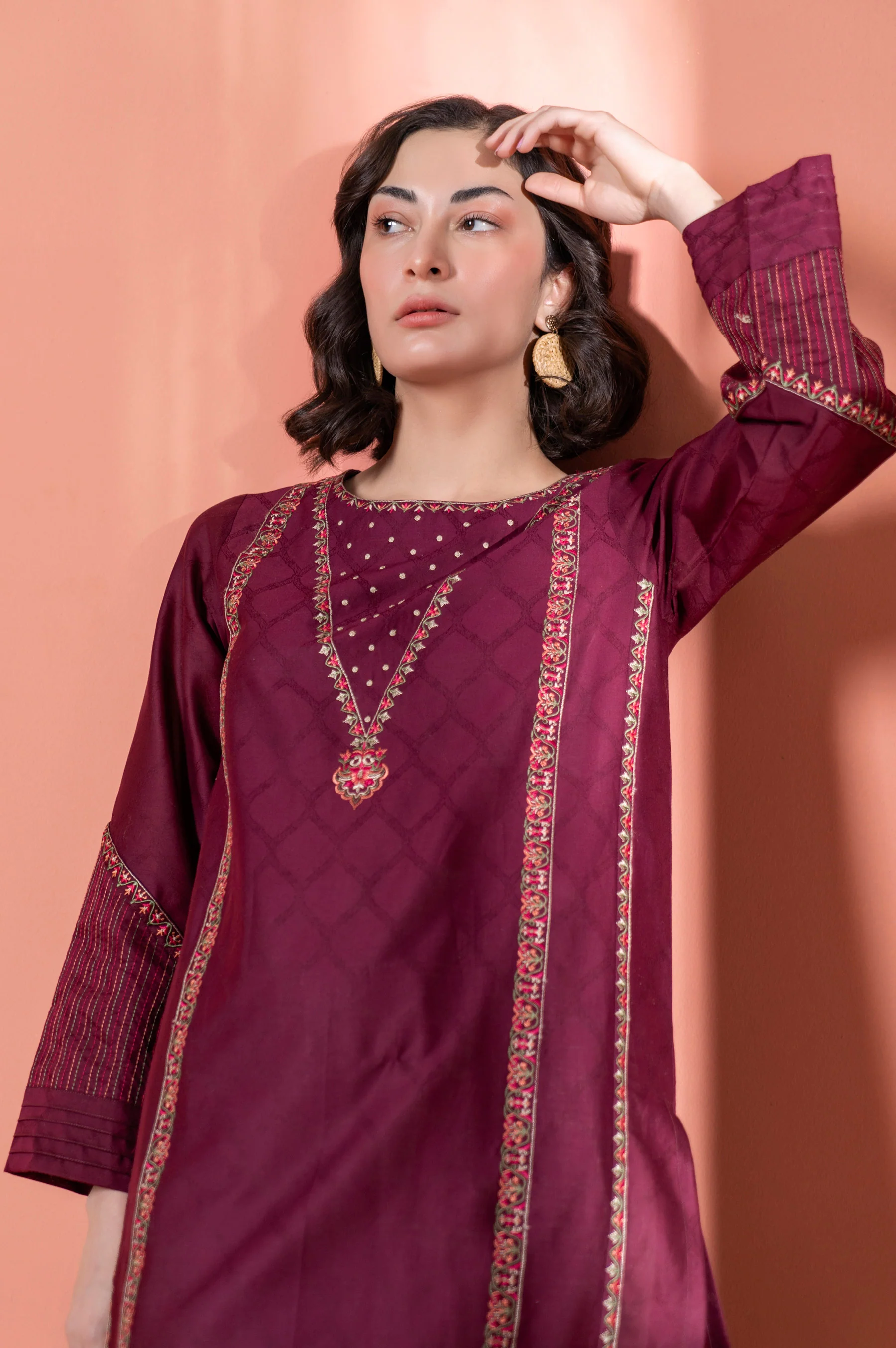 Stitched 1 Piece Embroidered Jacquard Shirt - Image 6