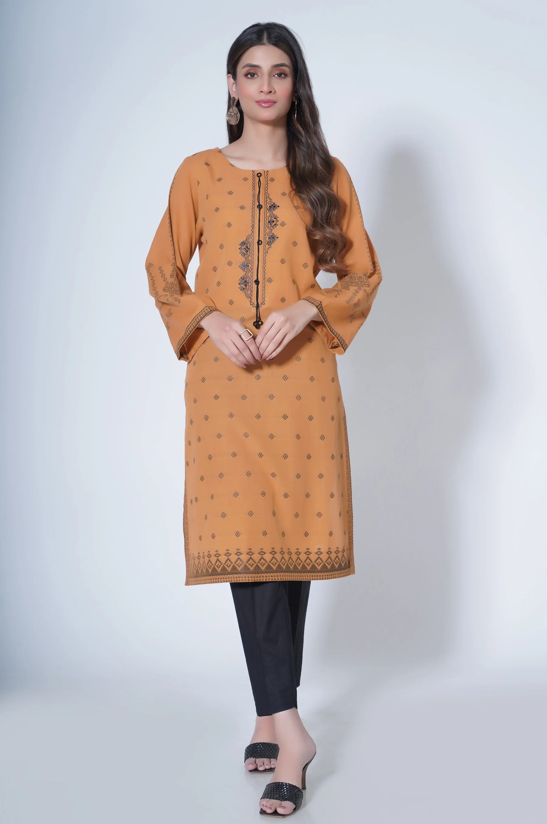 Stitched 1 Piece Embroidered Jacquard Shirt