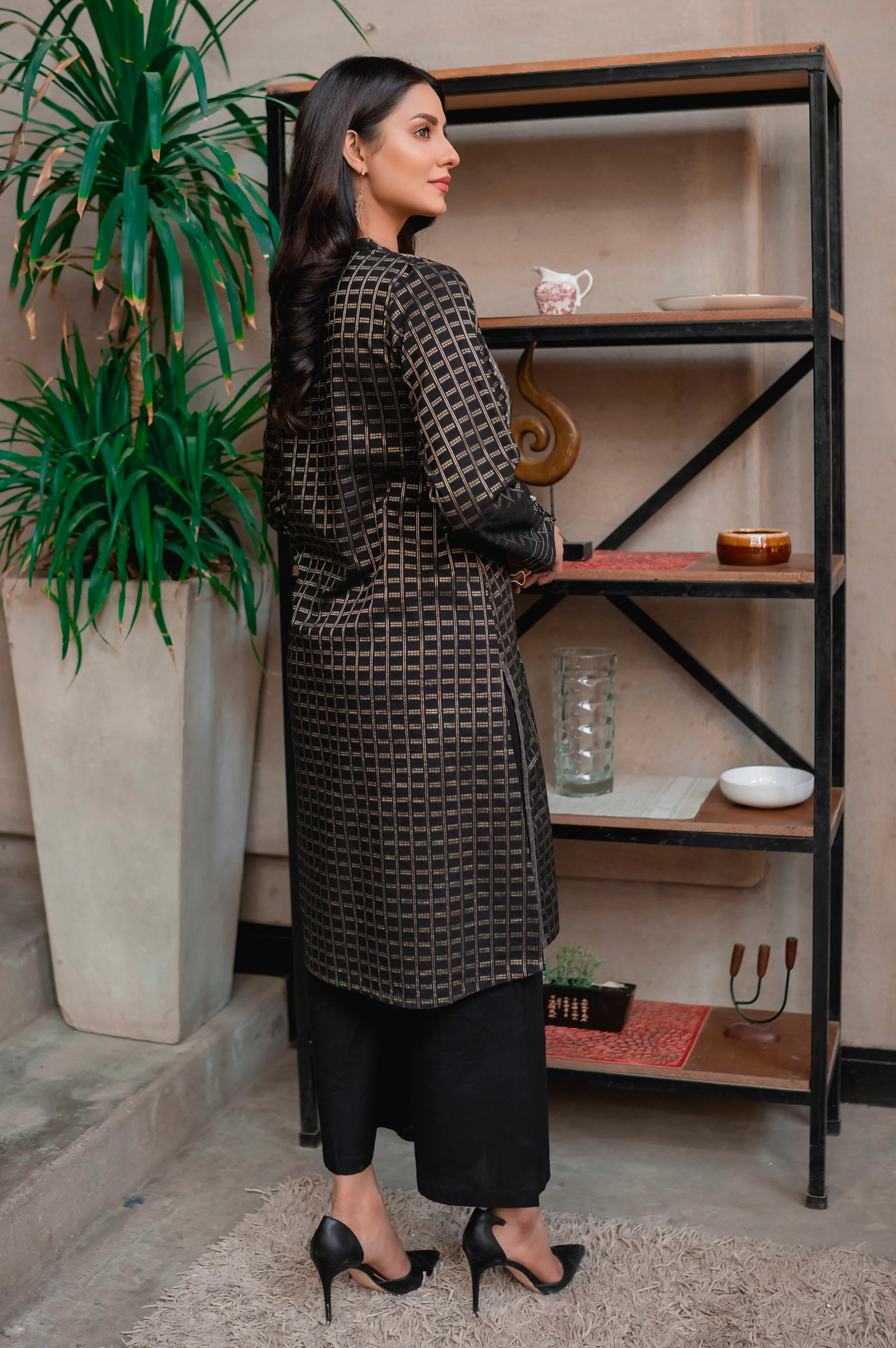 Stitched 1 Piece Embroidered Maysuri Jacquard Shirt - Image 2