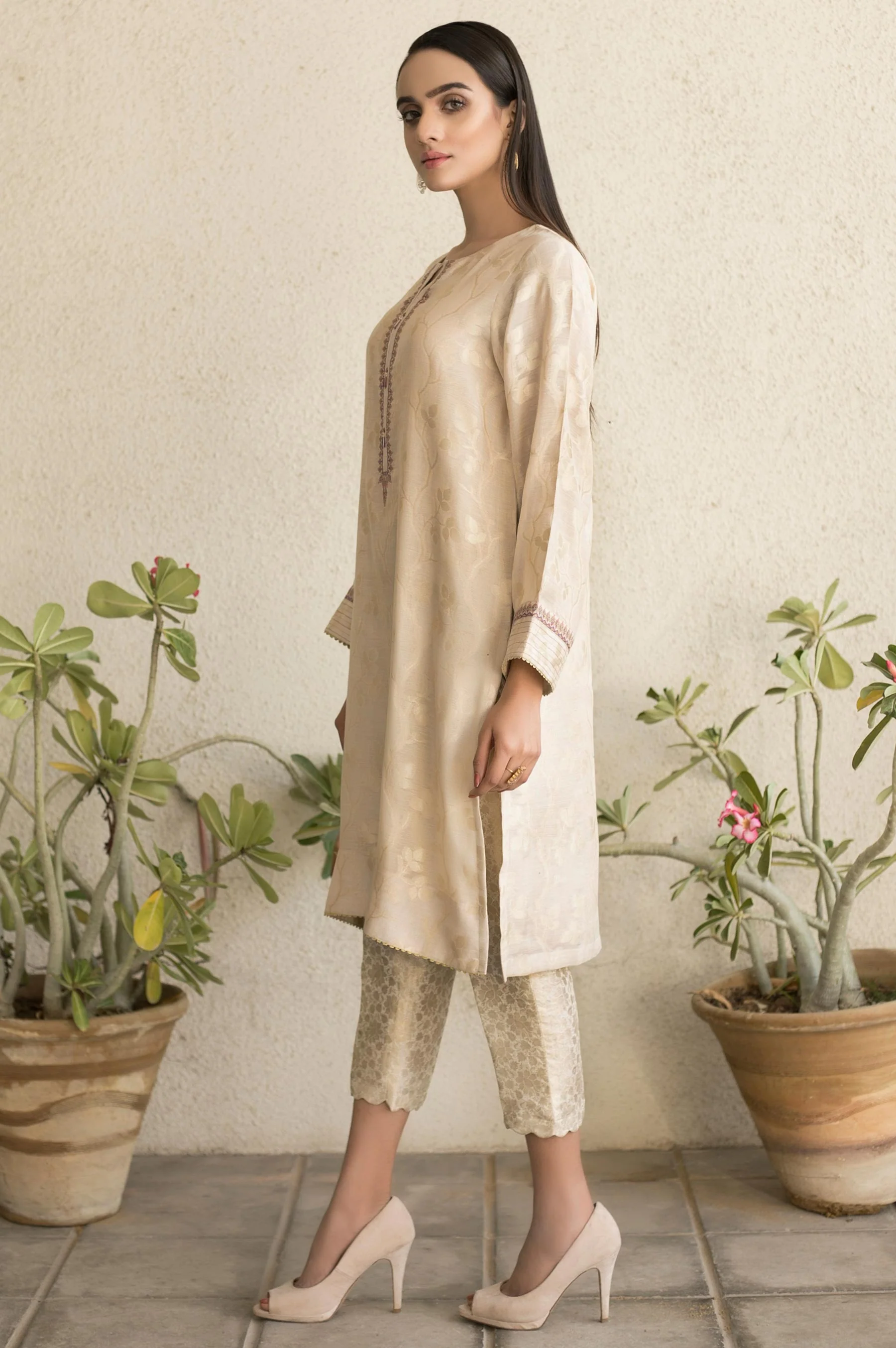 Stitched 1 Piece Embroidered Jacquard Shirt - Image 4