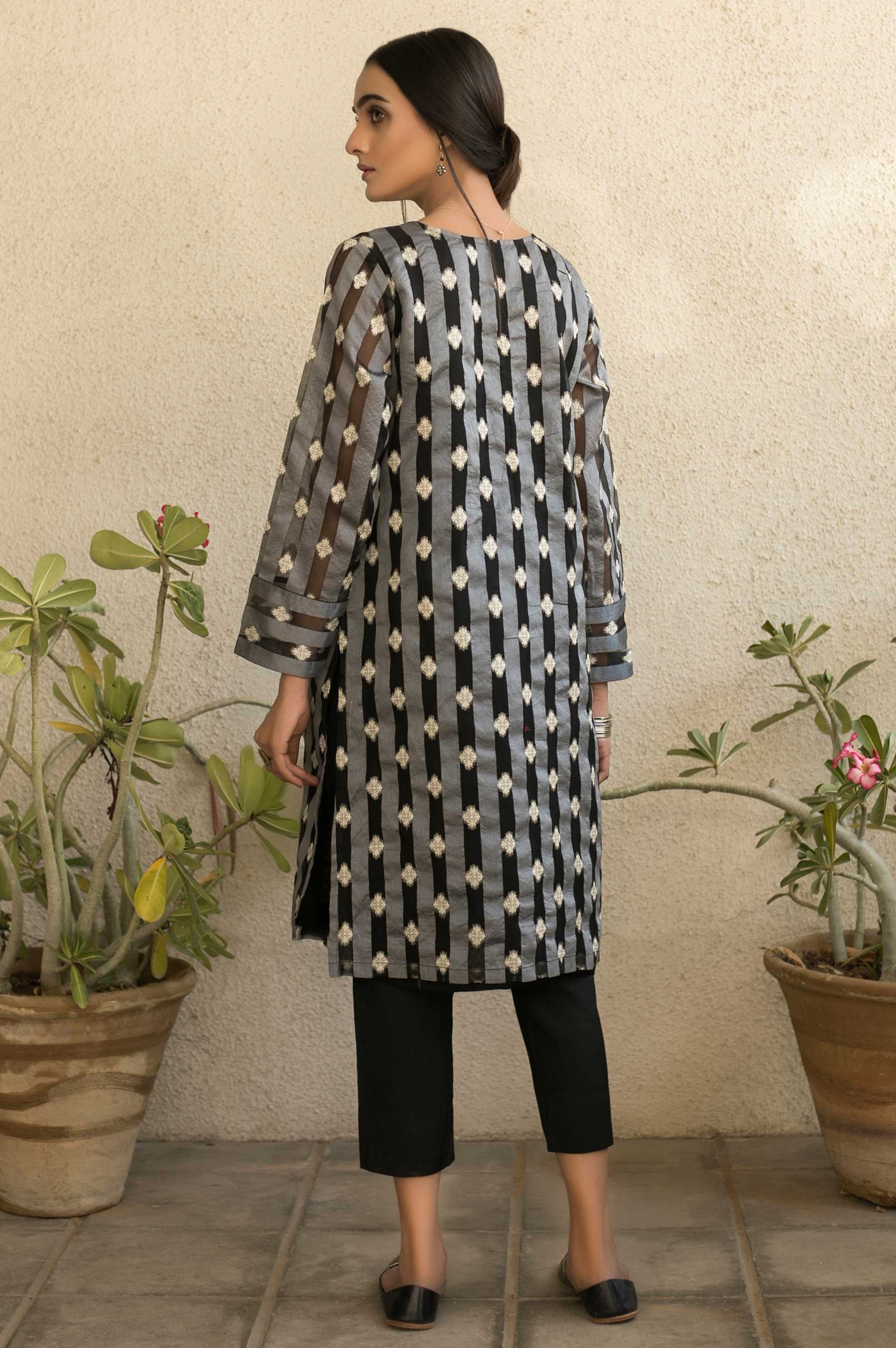 Stitched 1 Piece Embroidered Jacquard Shirt - Image 2