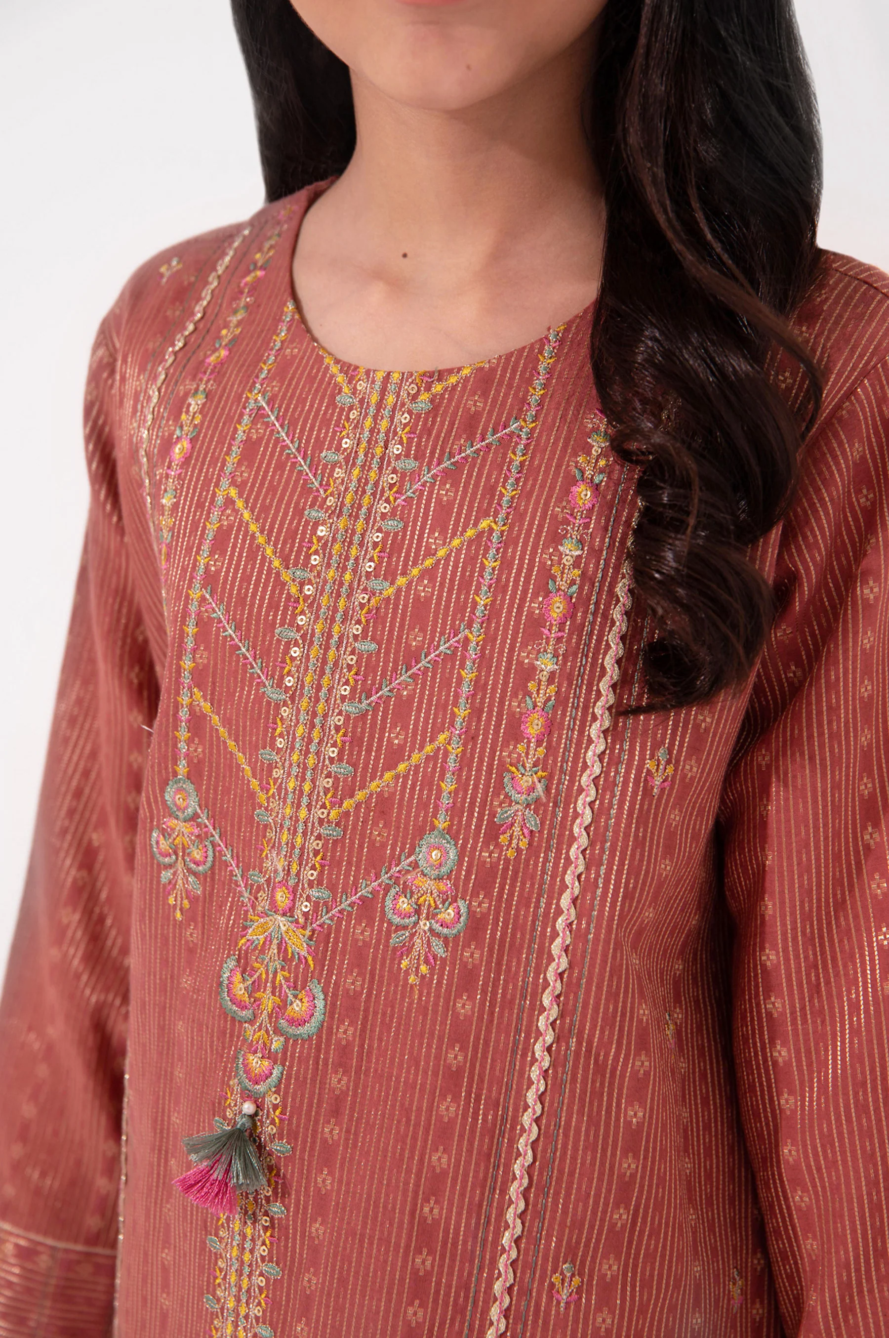 Stitched 1 Piece Embroidered Jacquard Shirt - Image 7