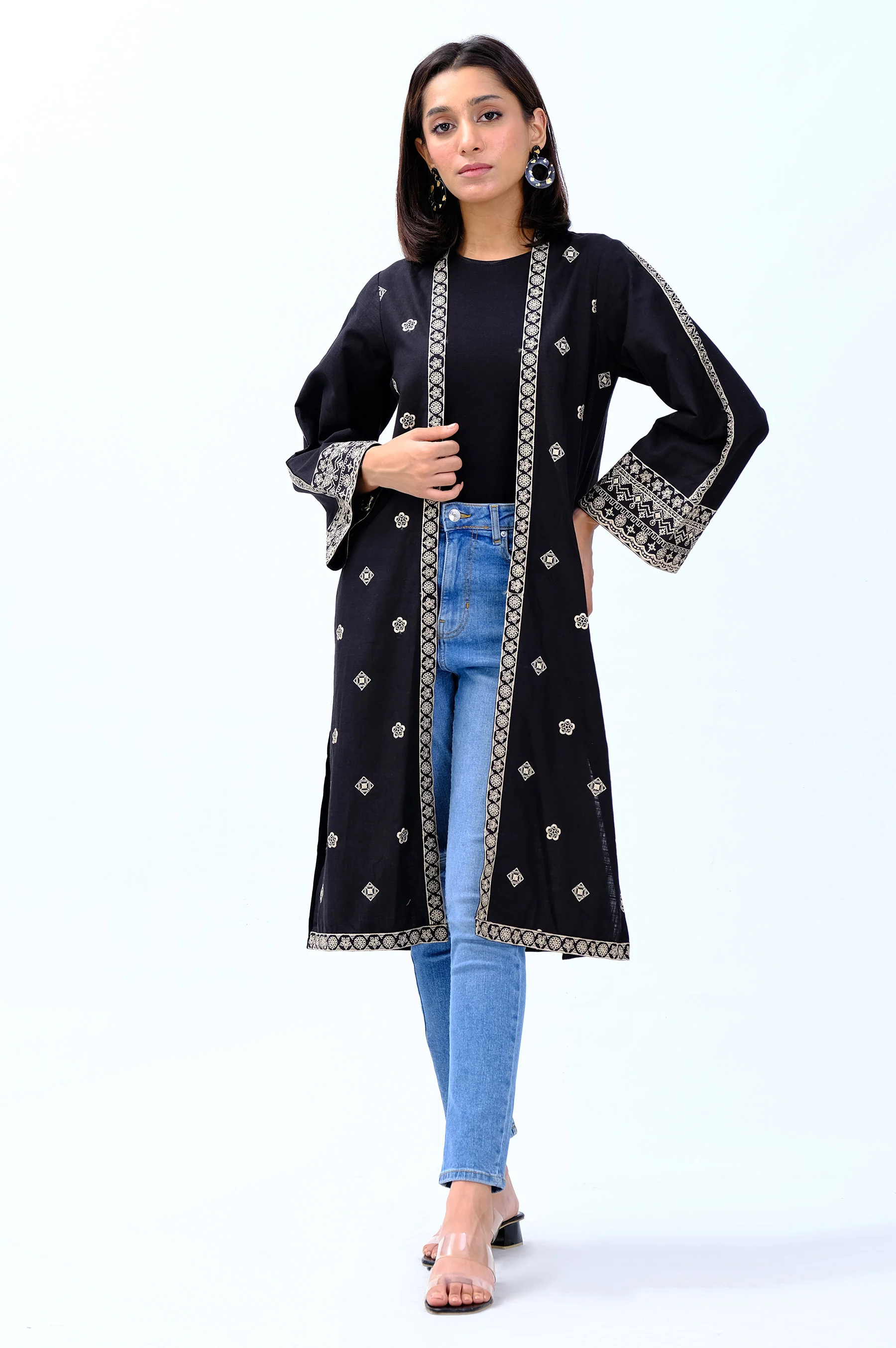 Stitched 1 Piece Embroidered Khaddar Jacket - Image 2