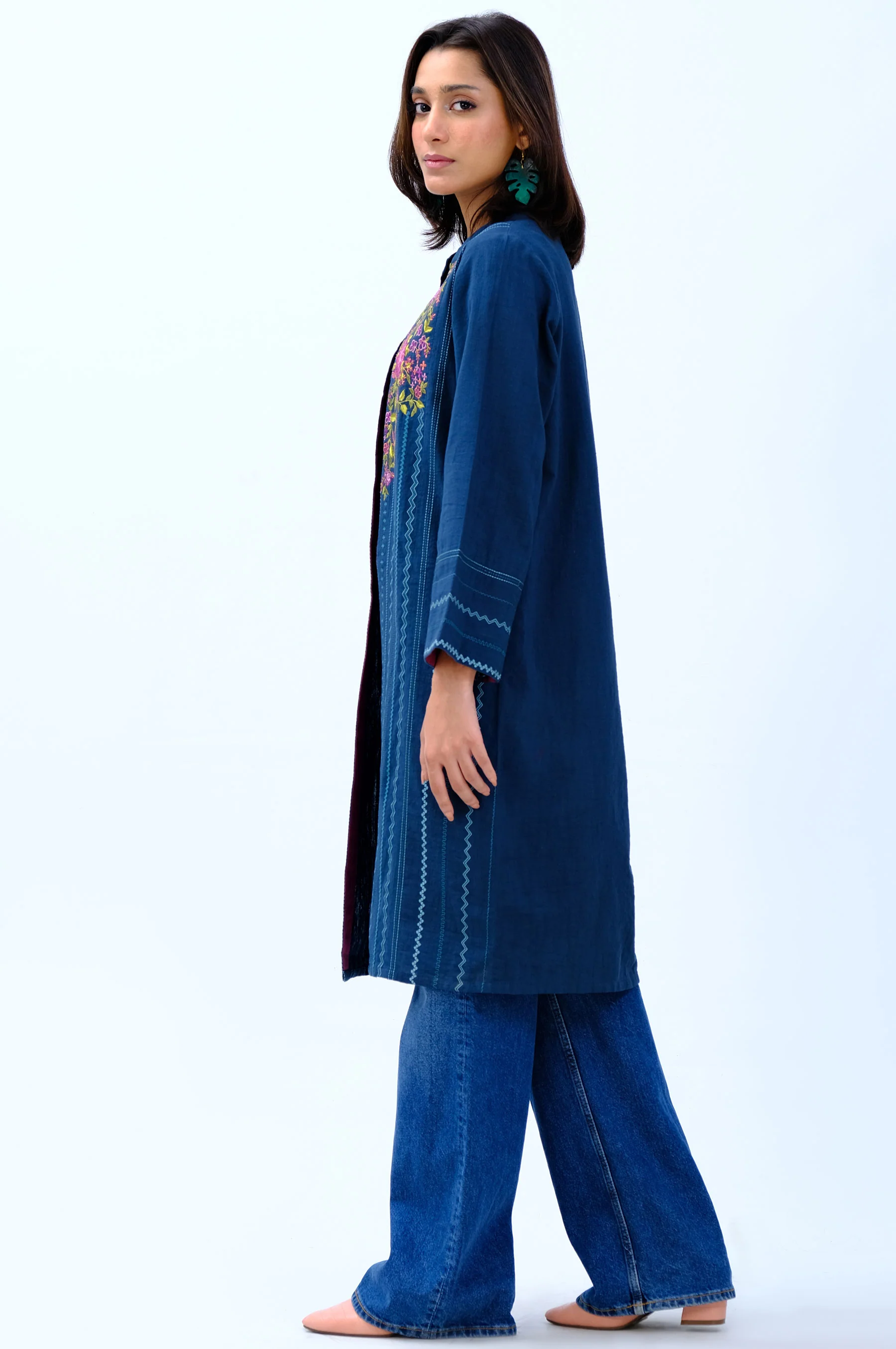 Stitched 1 Piece Embroidered Khaddar Jacket - Image 5
