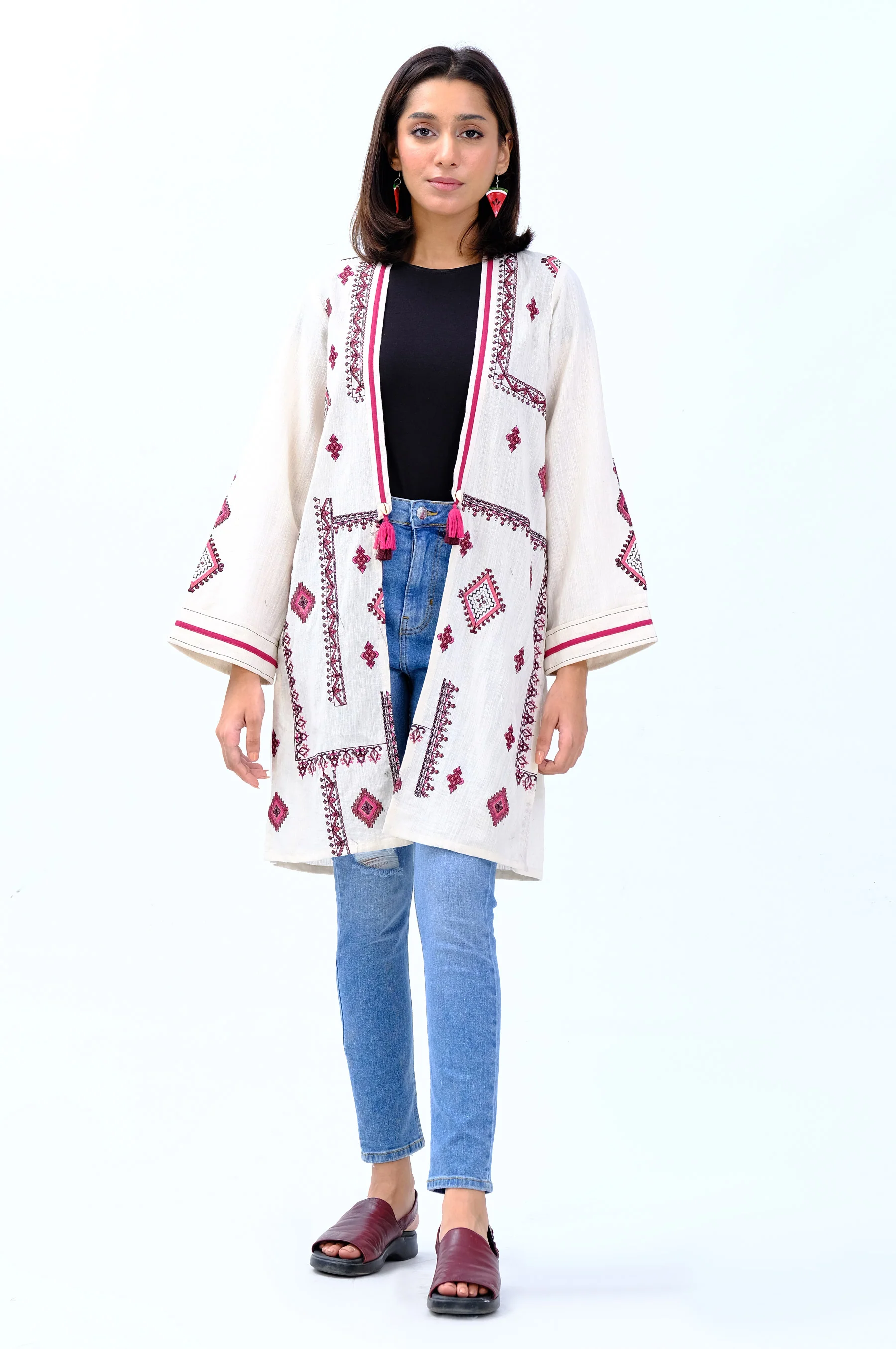 Stitched 1 Piece Embroidered Khaddar Jacket - Image 5