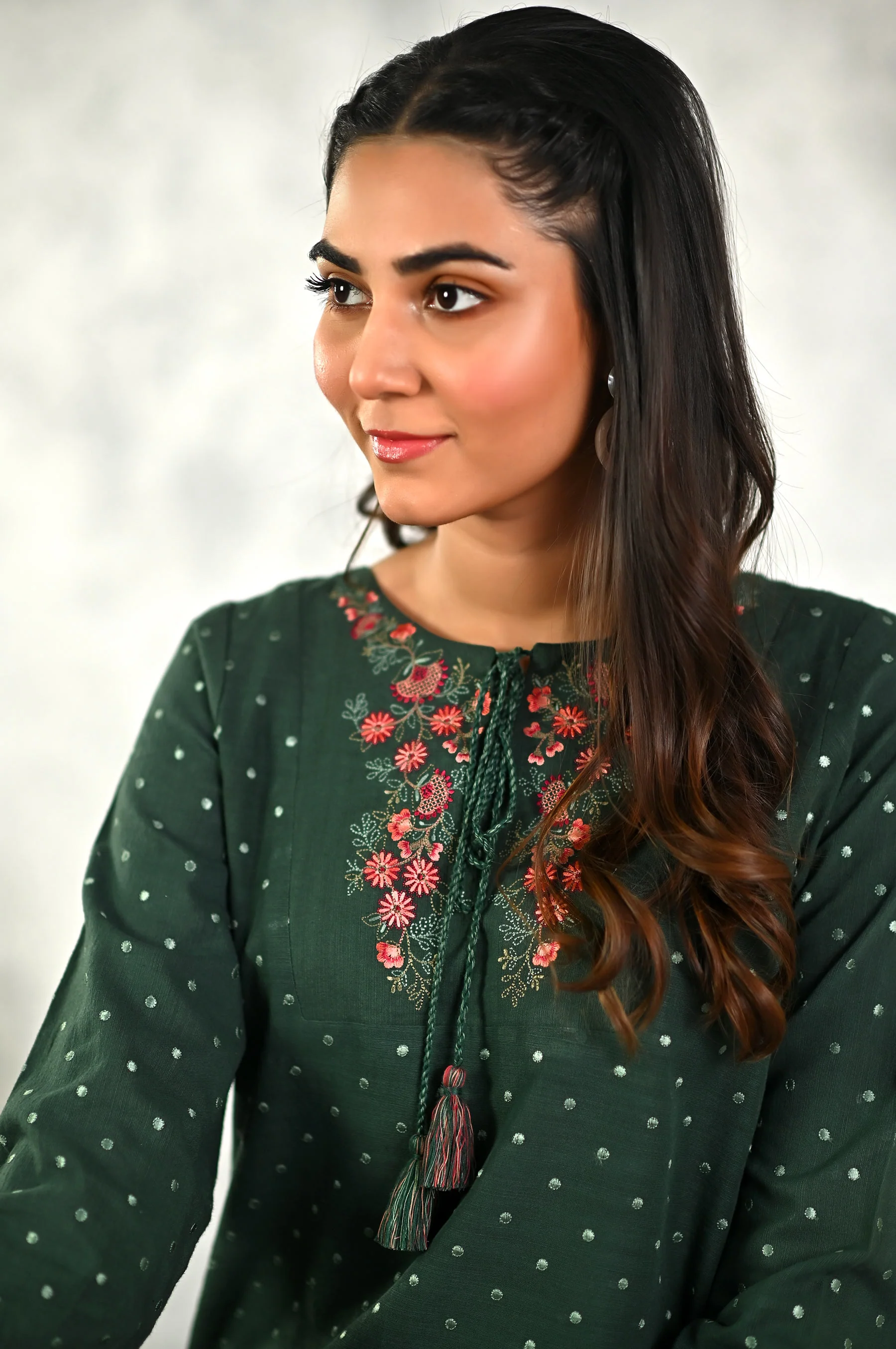 Stitched 1 Piece Embroidered Khaddar Fushion Top - Image 3