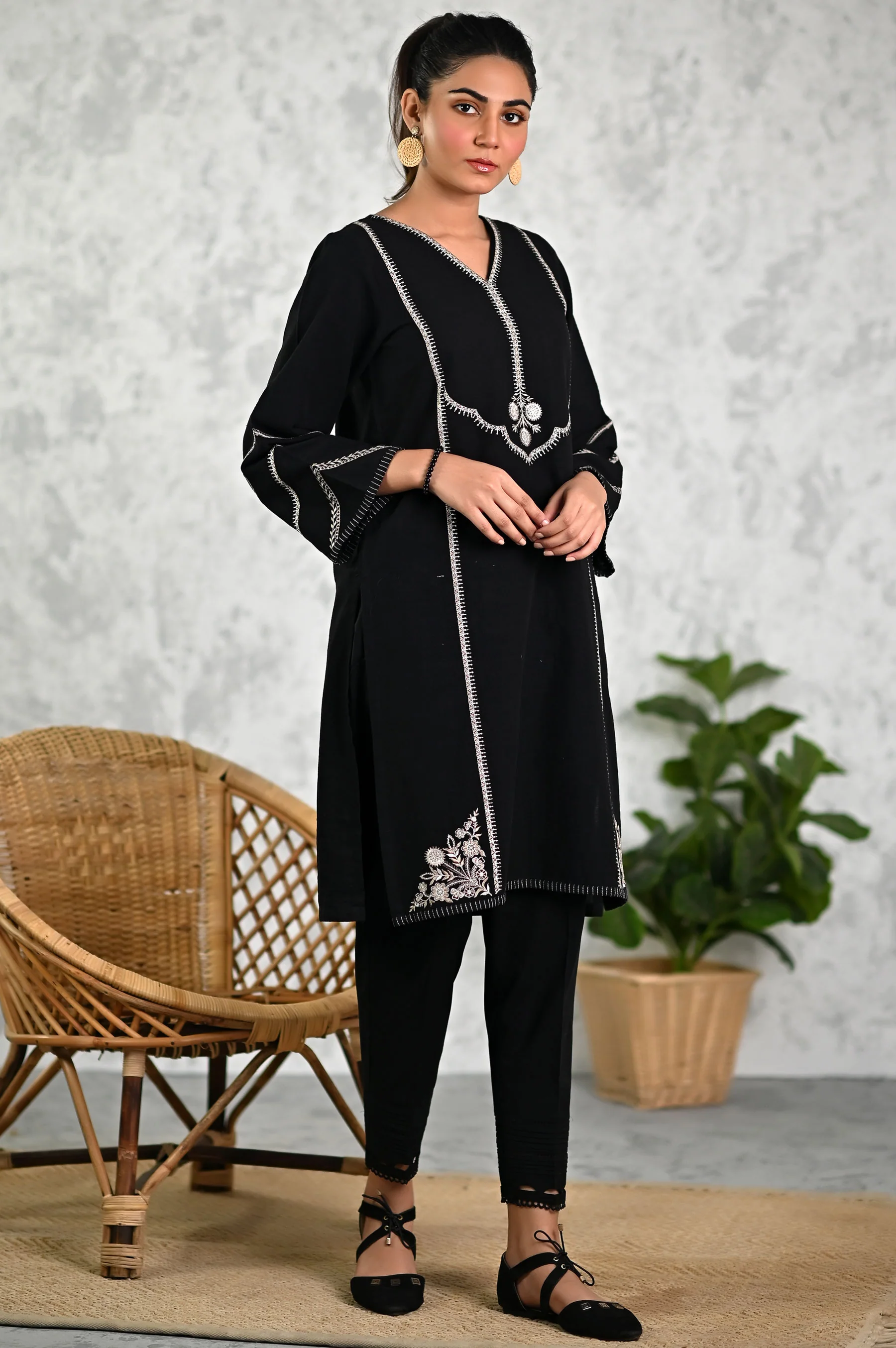 Stitched 1 Piece Embroidered Khaddar Top - Image 3