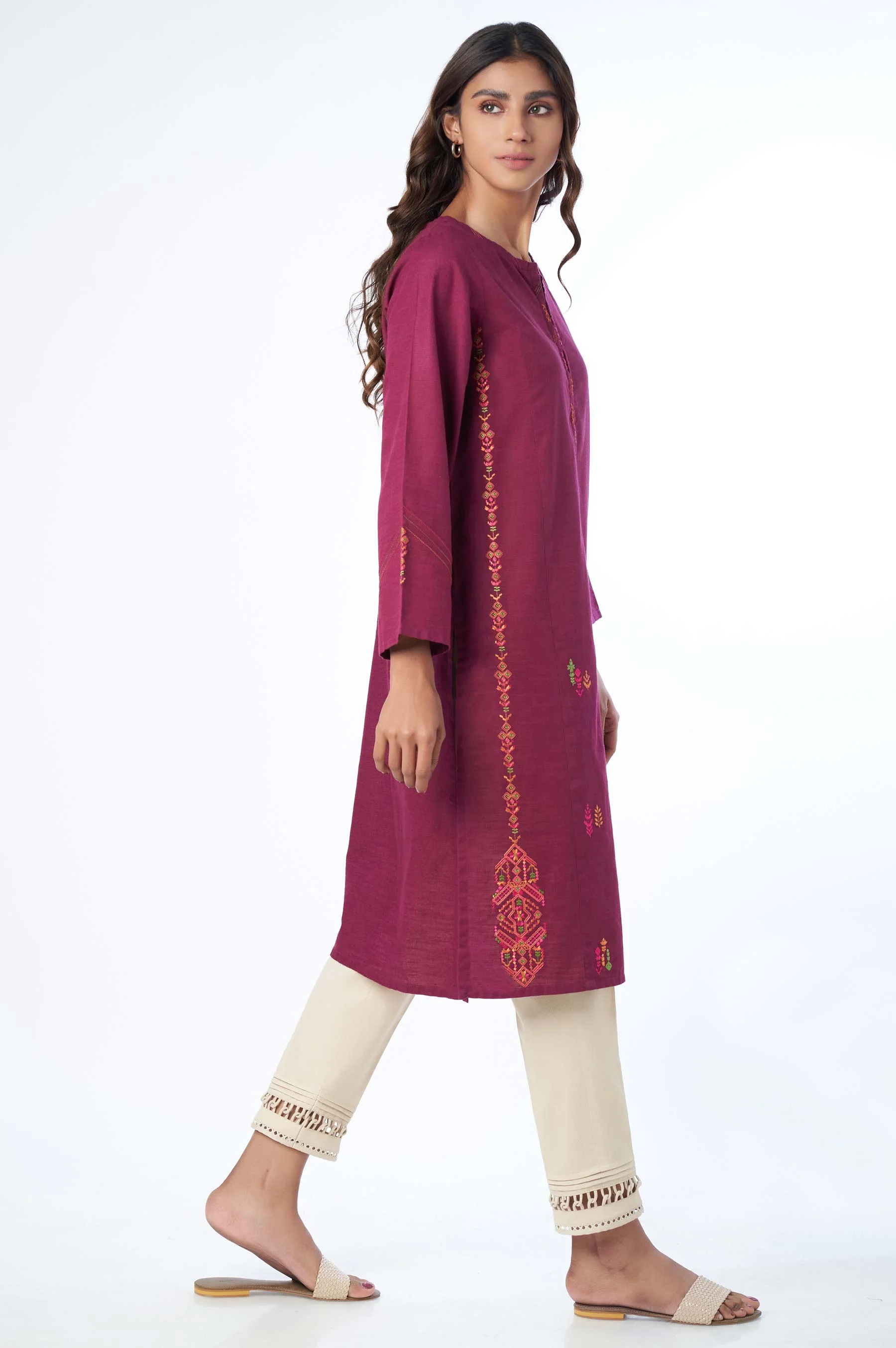 Stitched 1 Piece Embroidered Khaddar Shirt - Image 3
