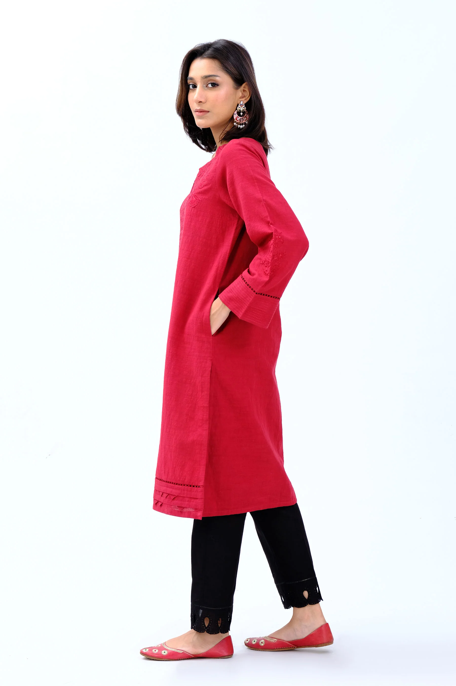 Stitched 1 Piece Embroidered Khaddar Shirt - Image 5
