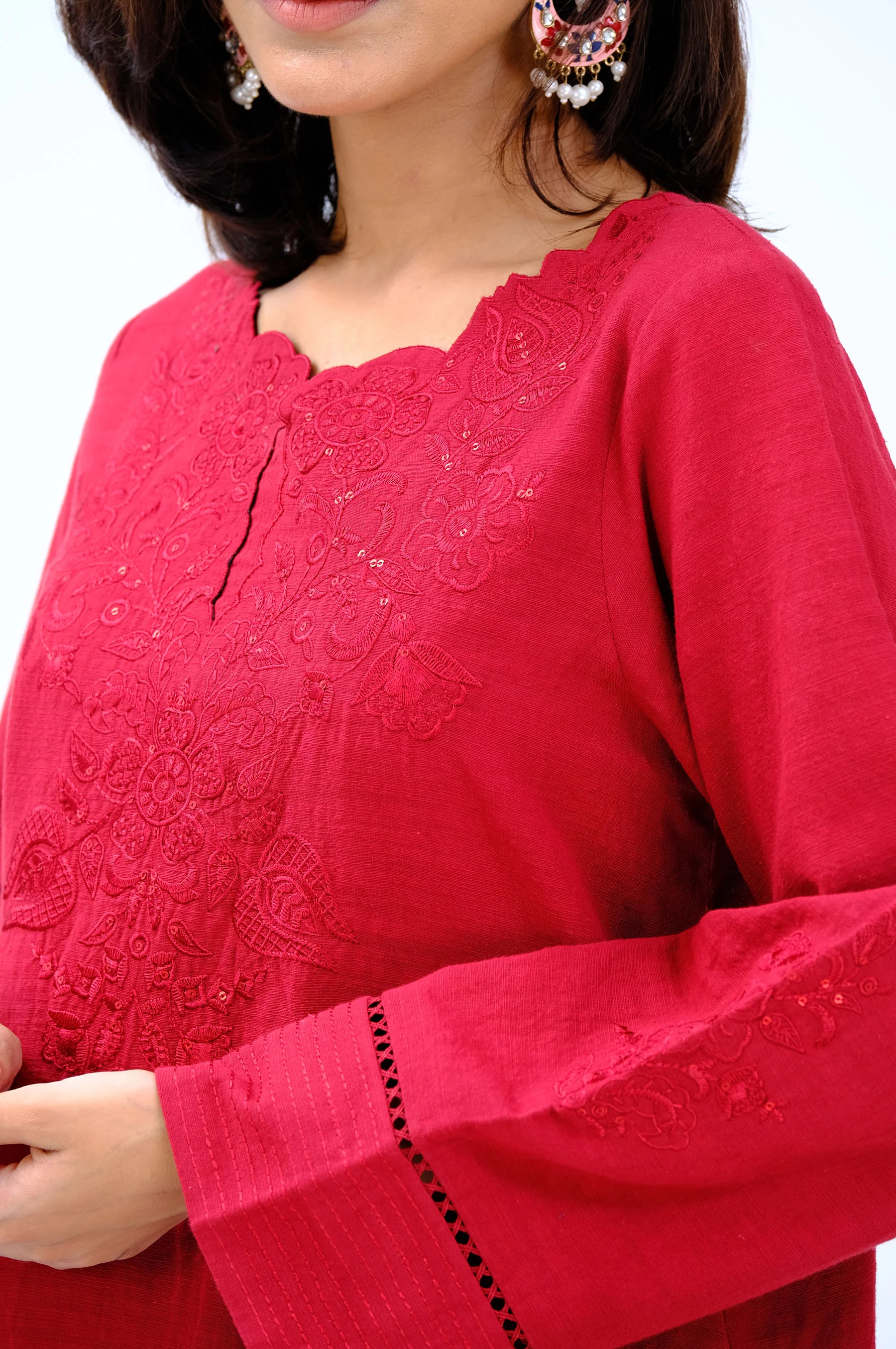 Stitched 1 Piece Embroidered Khaddar Shirt - Image 6