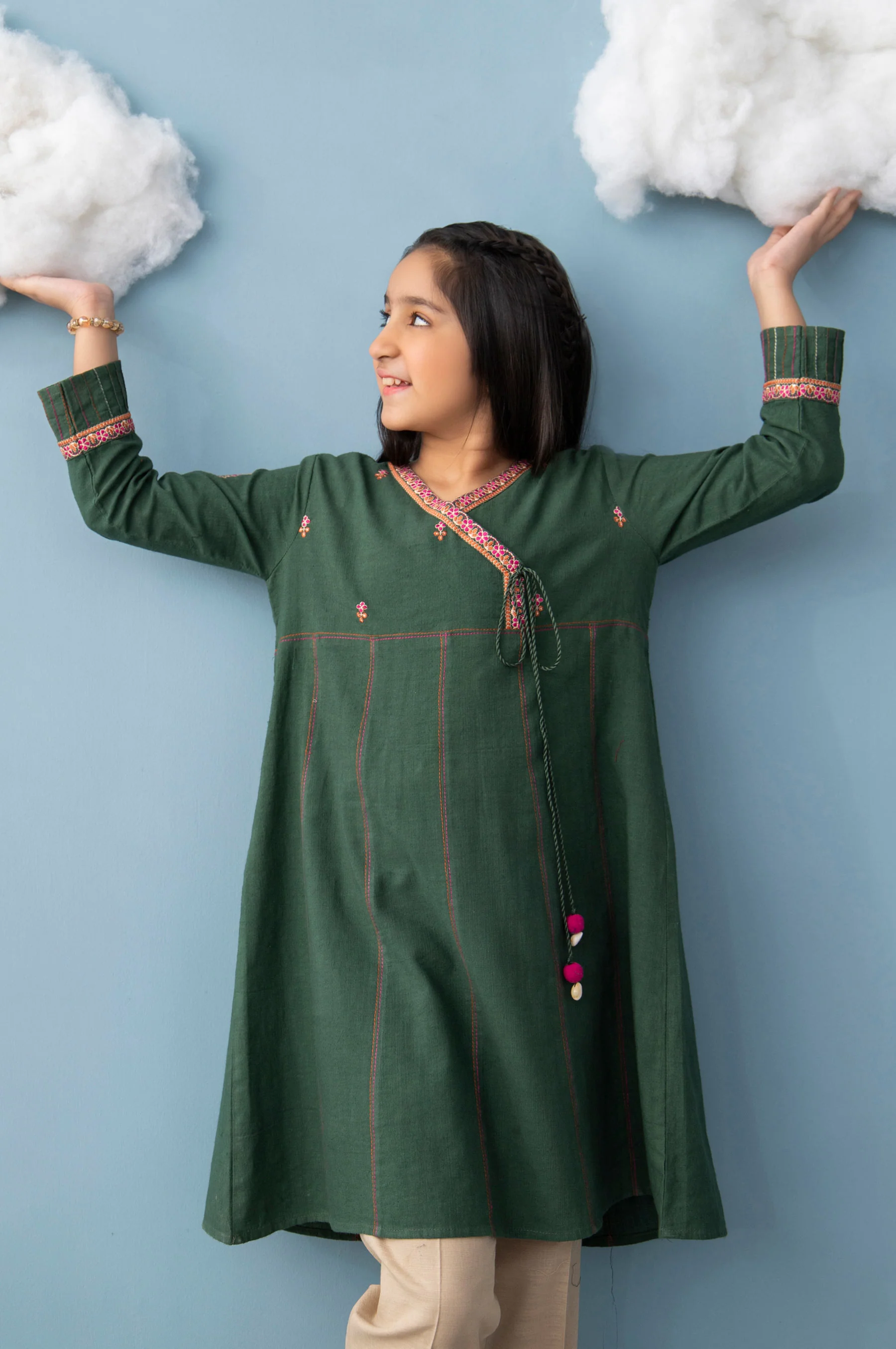Stitched 1 Piece Embroidered Khaddar Junior Shirt