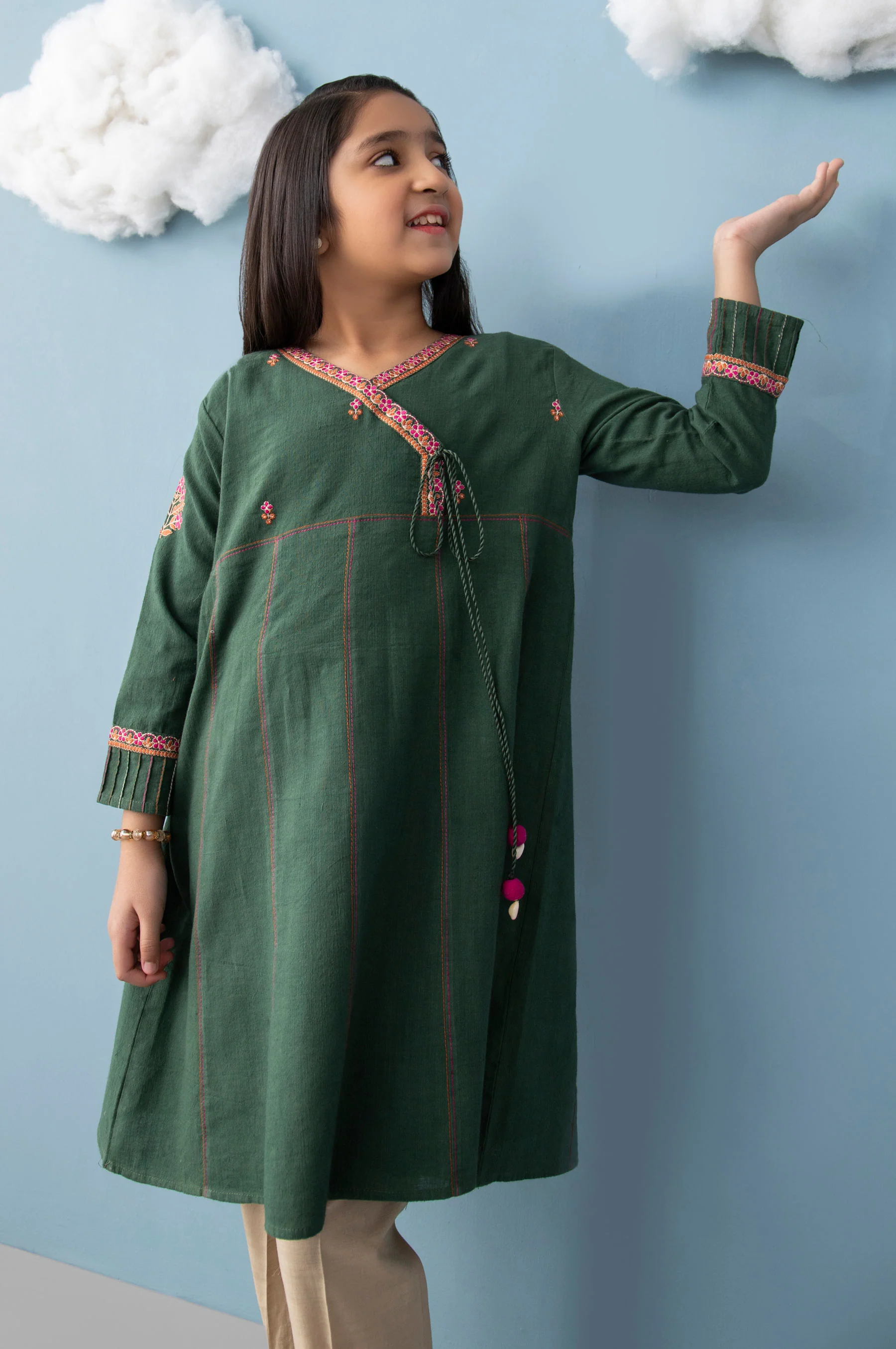 Stitched 1 Piece Embroidered Khaddar Junior Shirt - Image 2