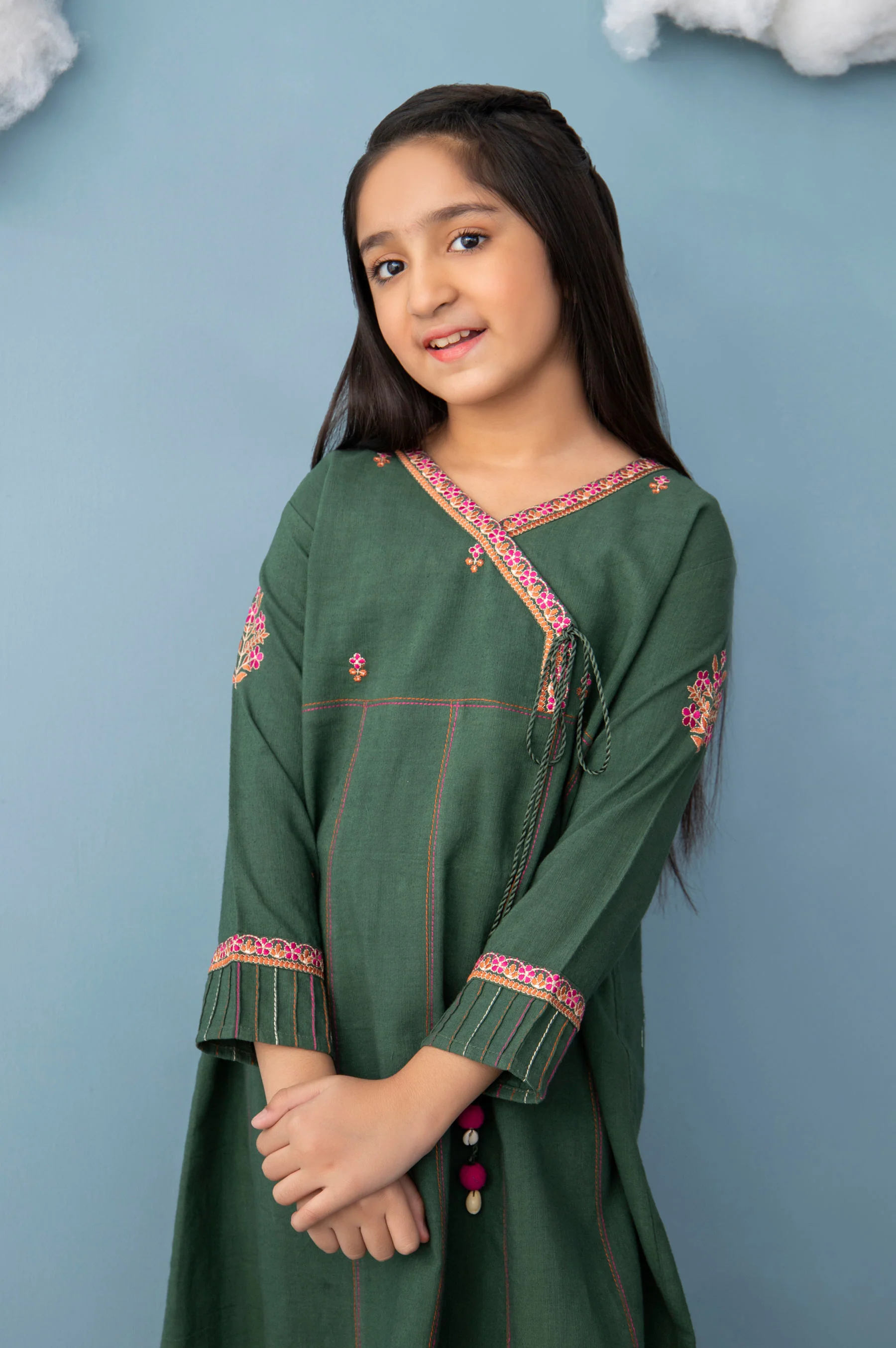 Stitched 1 Piece Embroidered Khaddar Junior Shirt - Image 3