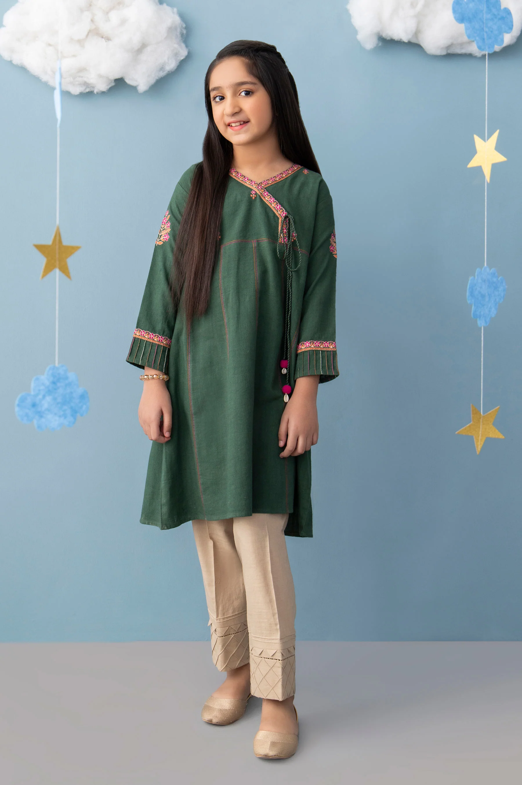 Stitched 1 Piece Embroidered Khaddar Junior Shirt - Image 4