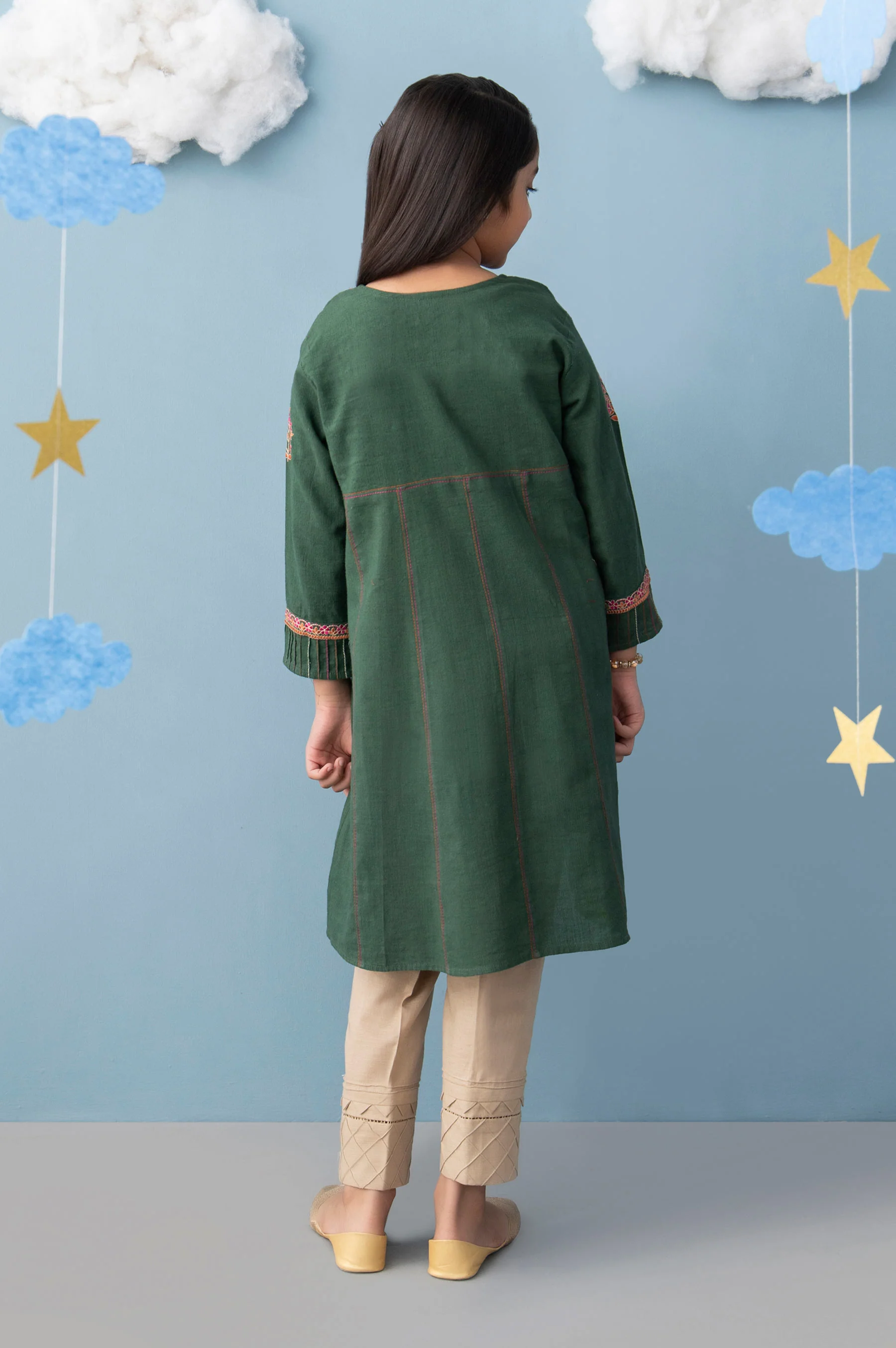Stitched 1 Piece Embroidered Khaddar Junior Shirt - Image 5