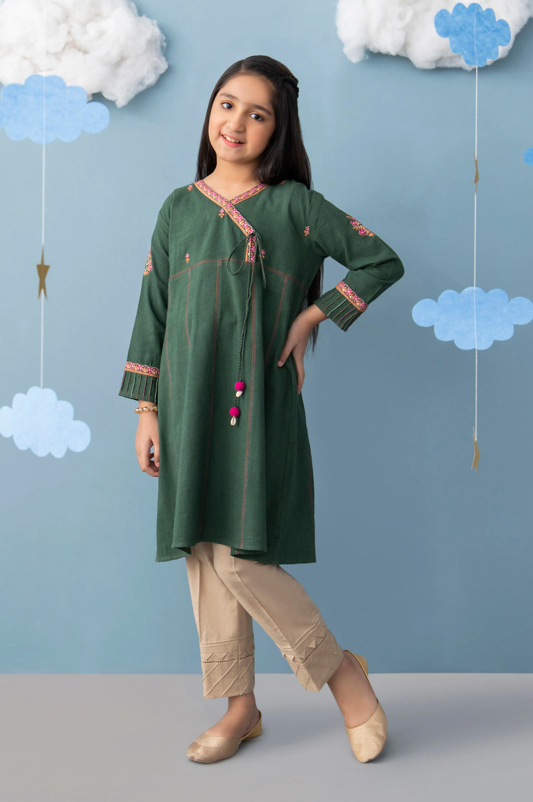 Stitched 1 Piece Embroidered Khaddar Junior Shirt - Image 6