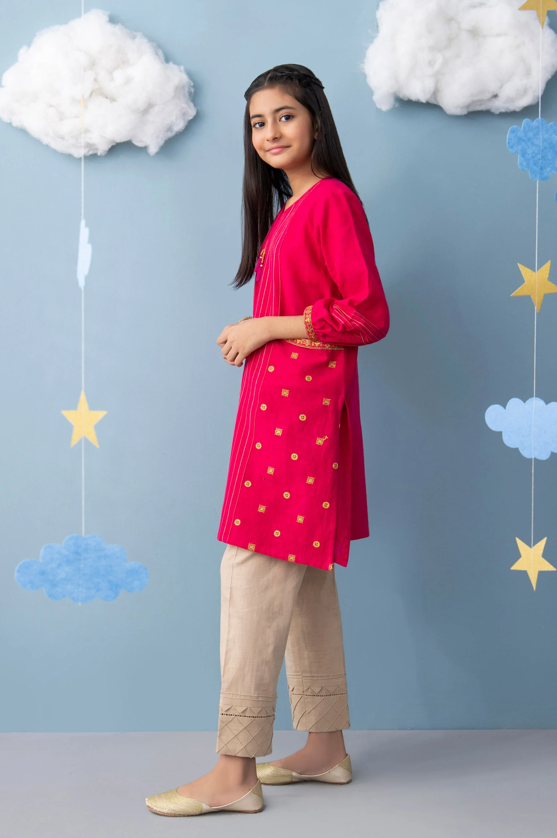Stitched 1 Piece Embroidered Khaddar Junior Shirt - Image 2