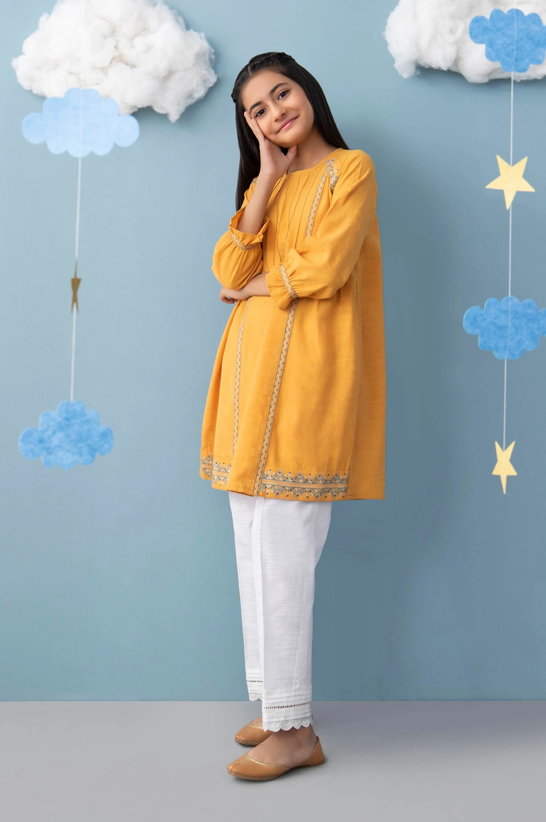 Stitched 1 Piece Embroidered Khaddar Junior Shirt - Image 2