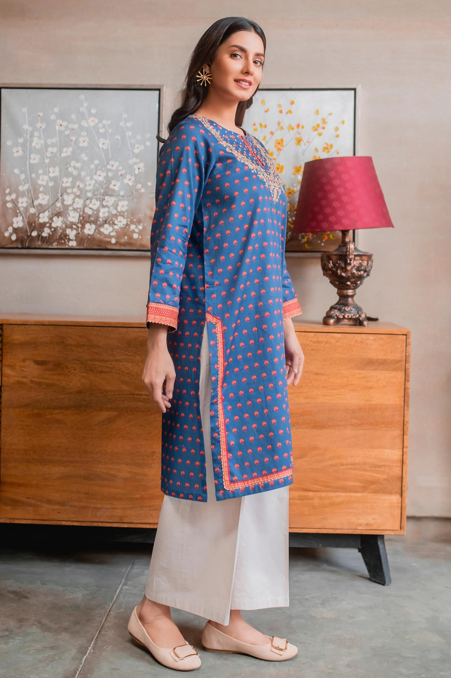 Stitched 1 Piece Embroidered Khaddar Shirt - Image 3
