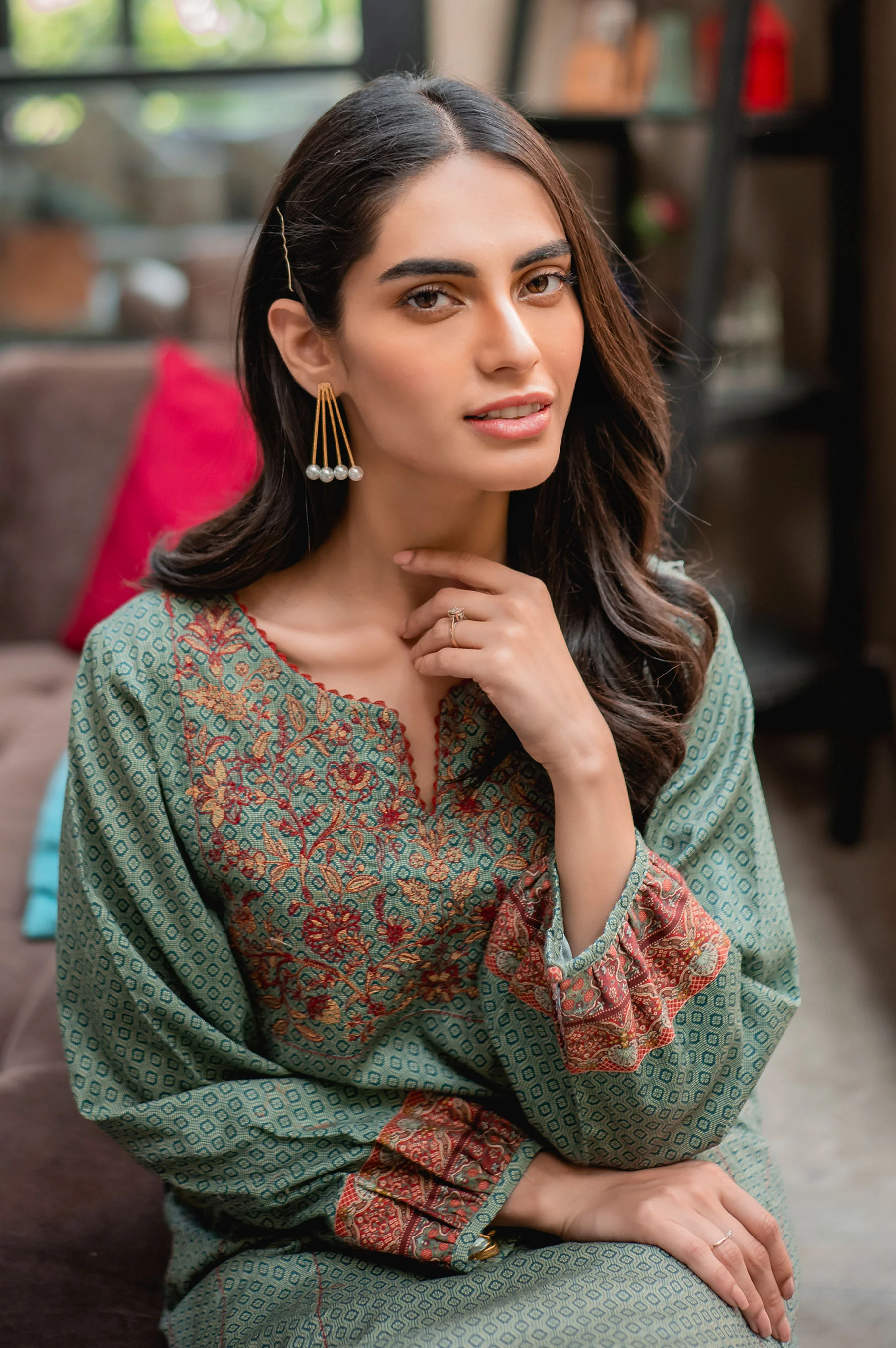 Stitched 1 Piece Embroidered Khaddar Shirt - Image 3
