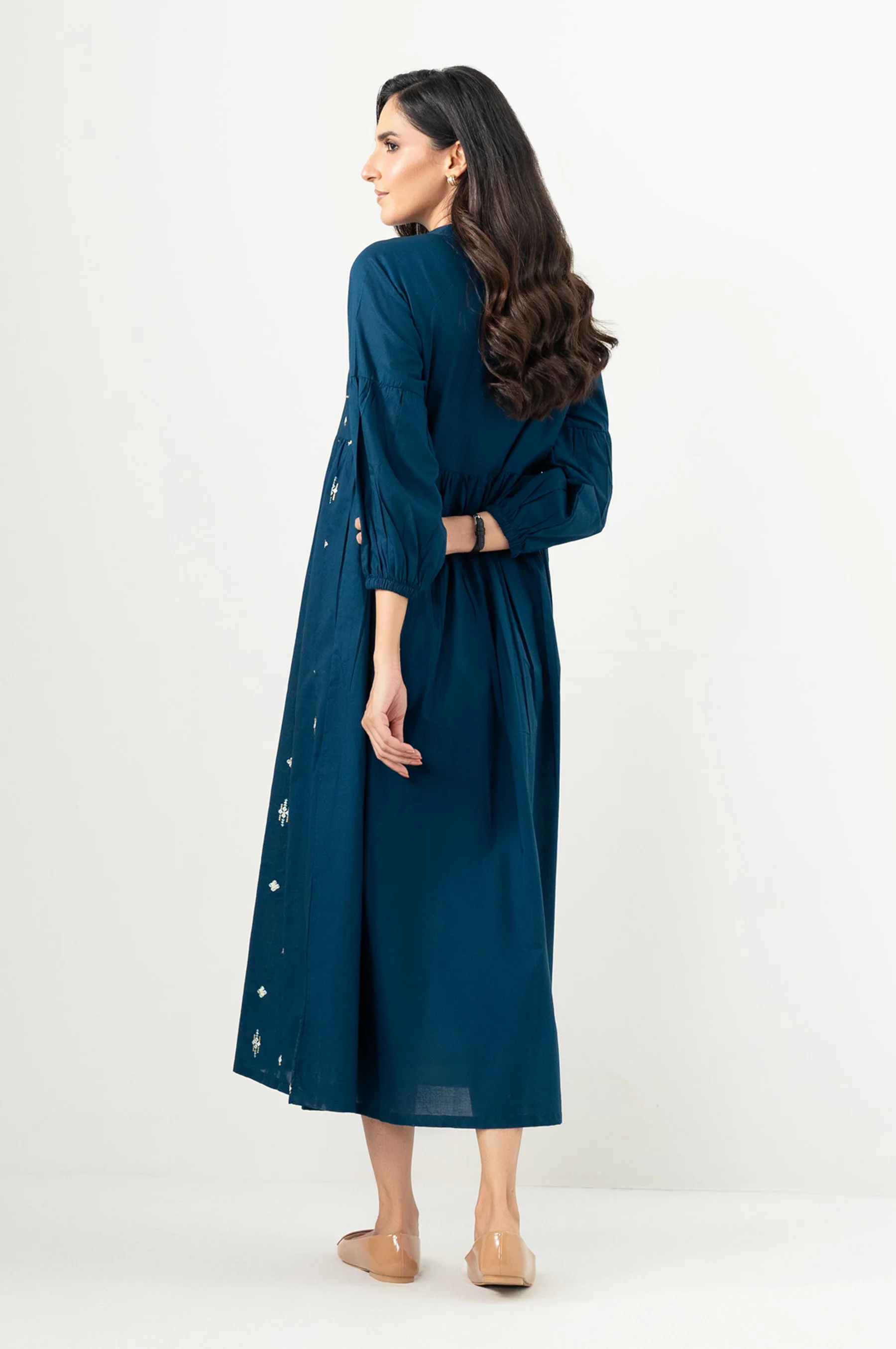 Stitched 1 Piece Embroidered Lawn Long Dress - Image 4