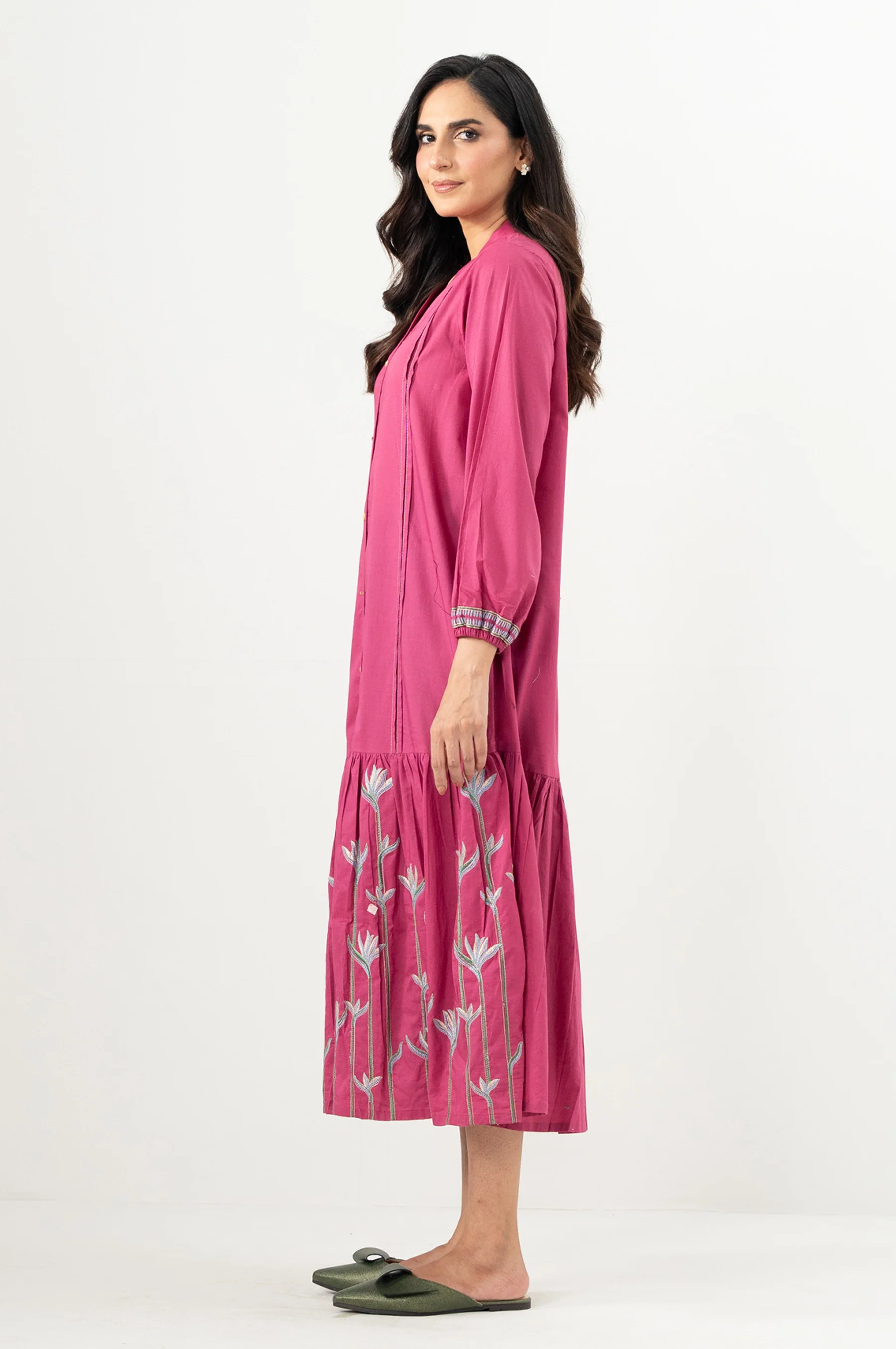Stitched 1 Piece Embroidered Lawn Long Dress - Image 3