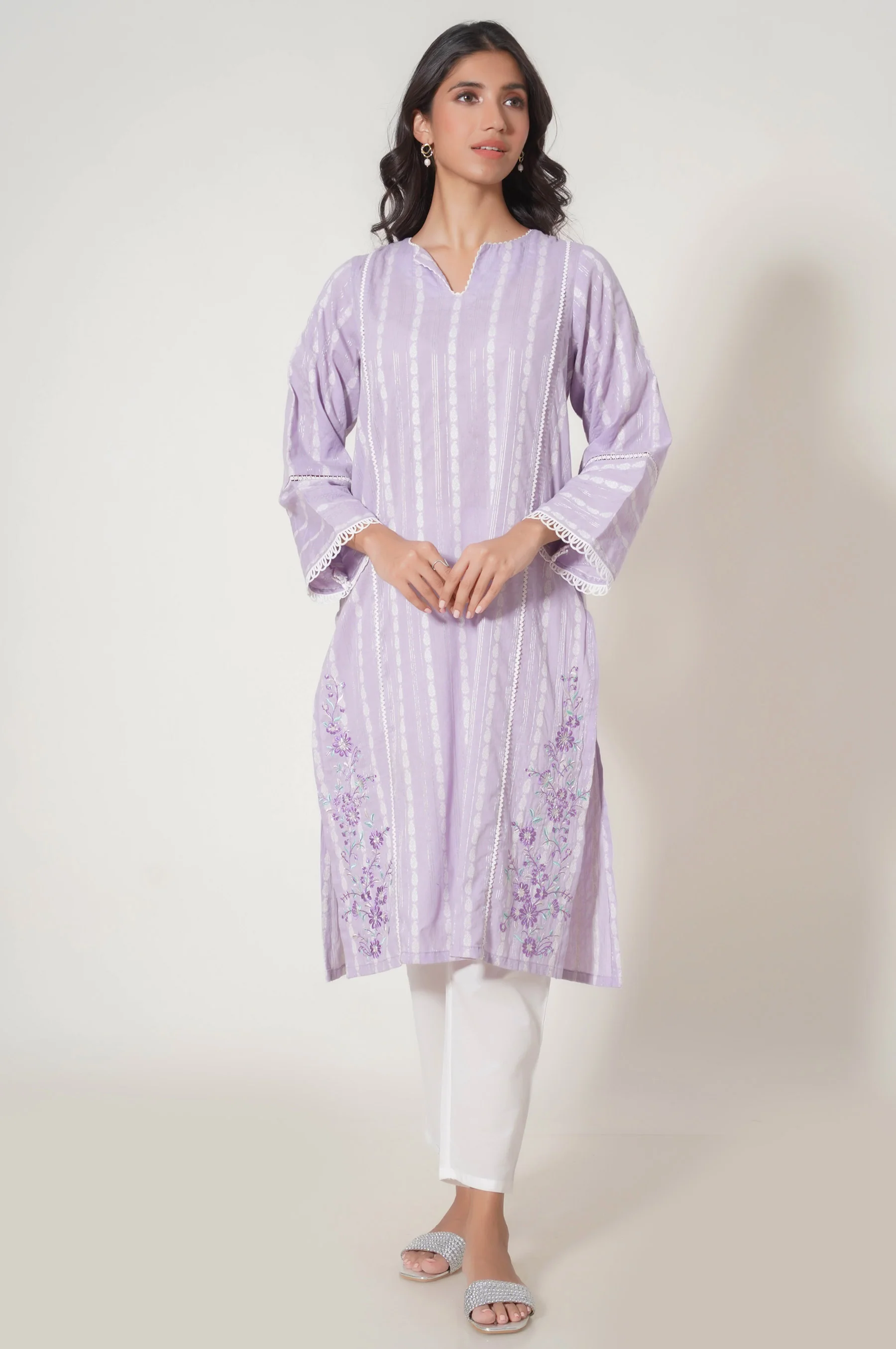 Stitched 1 Piece Embroidered Lorex Jacquard Shirt - Image 2