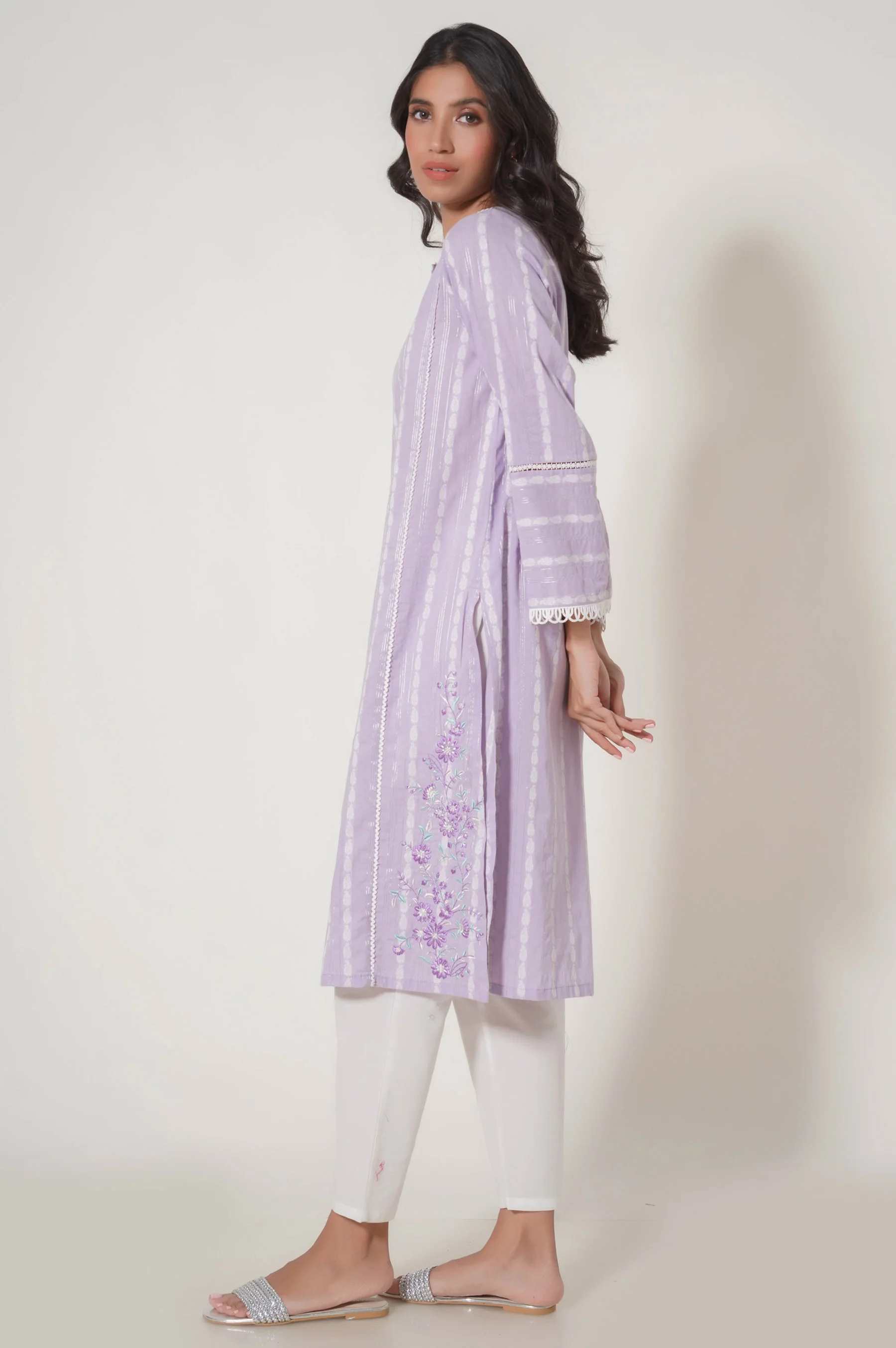 Stitched 1 Piece Embroidered Lorex Jacquard Shirt - Image 4