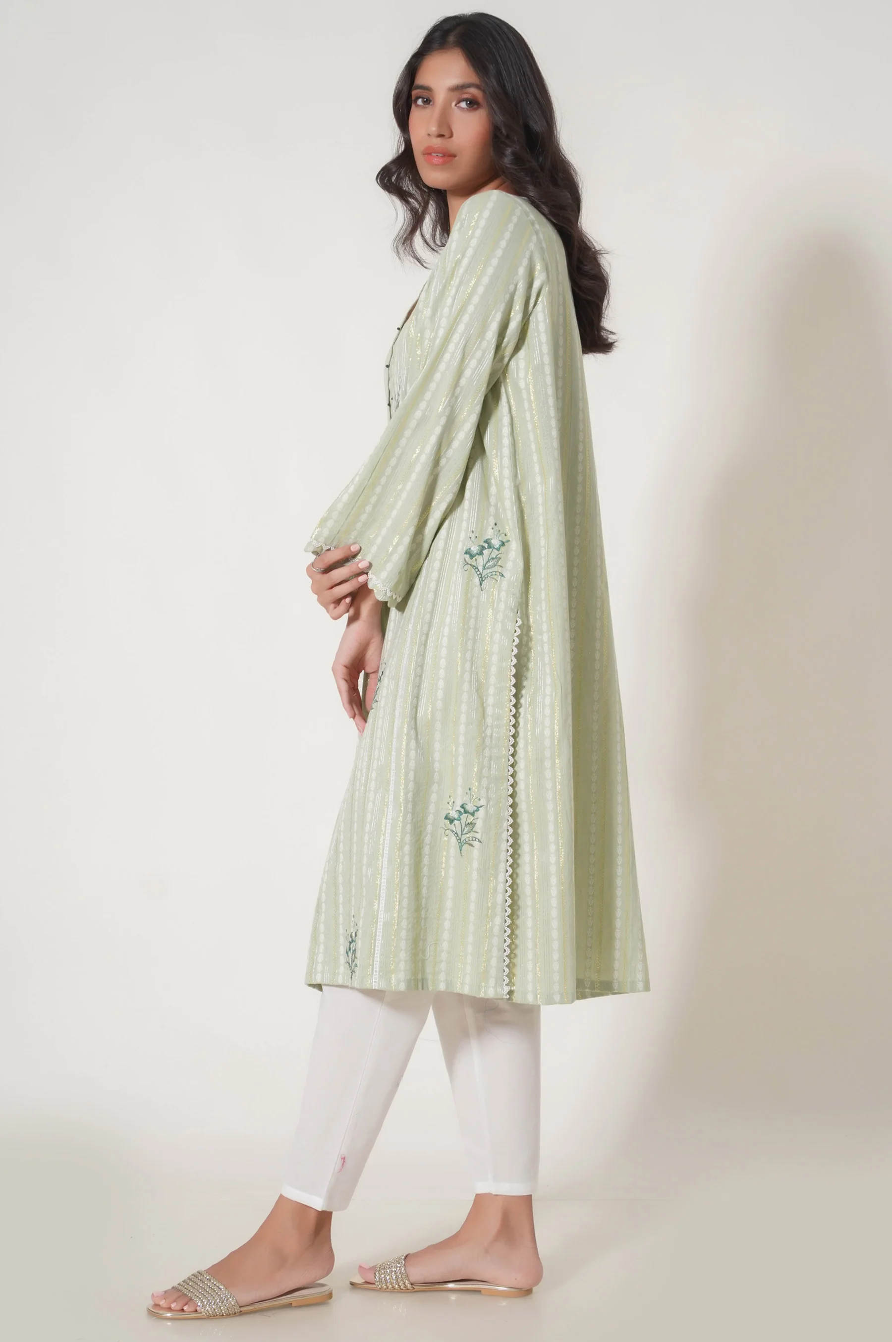 Stitched 1 Piece Embroidered Lorex Jacquard Shirt - Image 3
