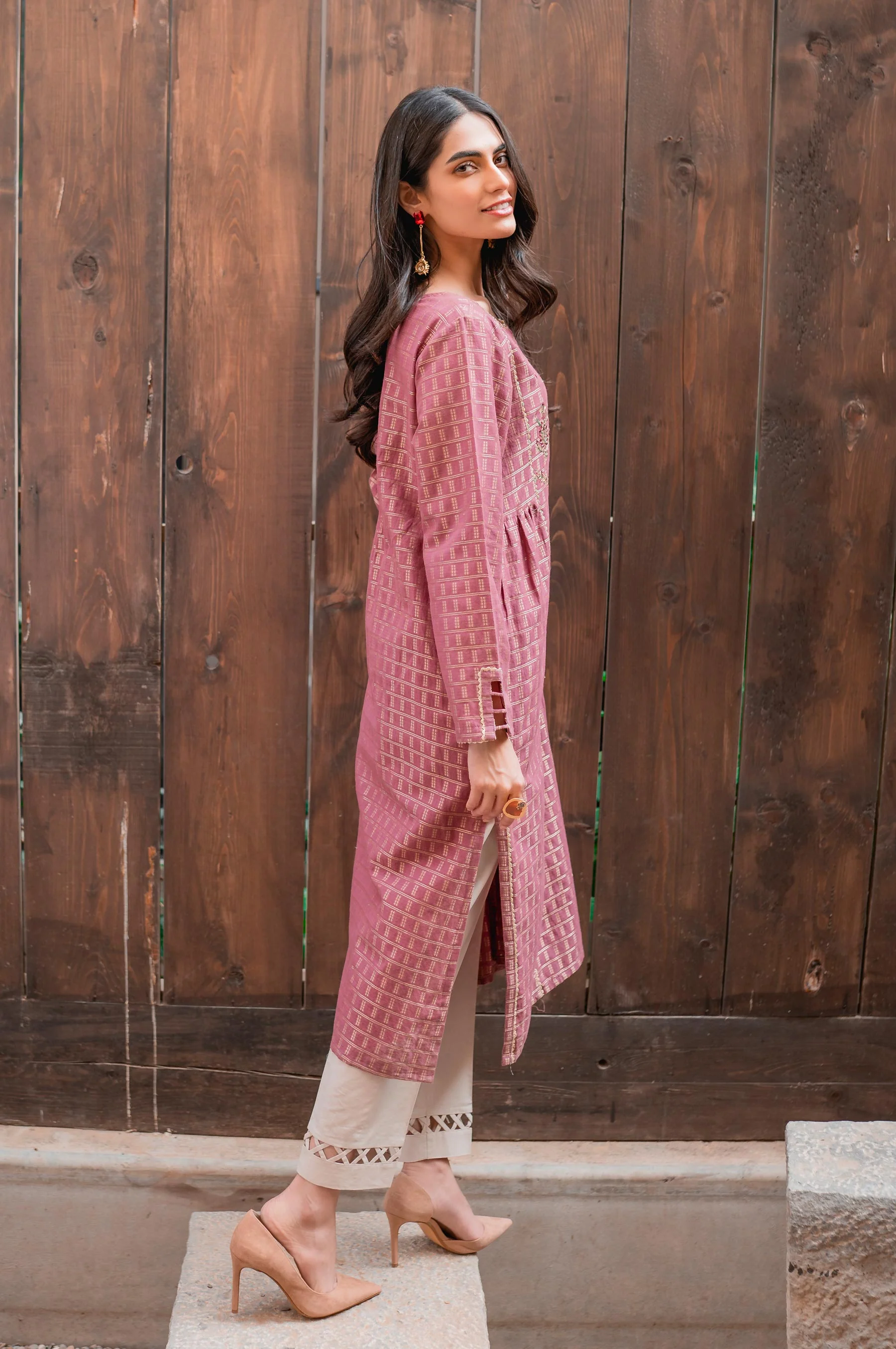 Stitched 1 Piece Embroidered Maysuri Jacquard Shirt - Image 2