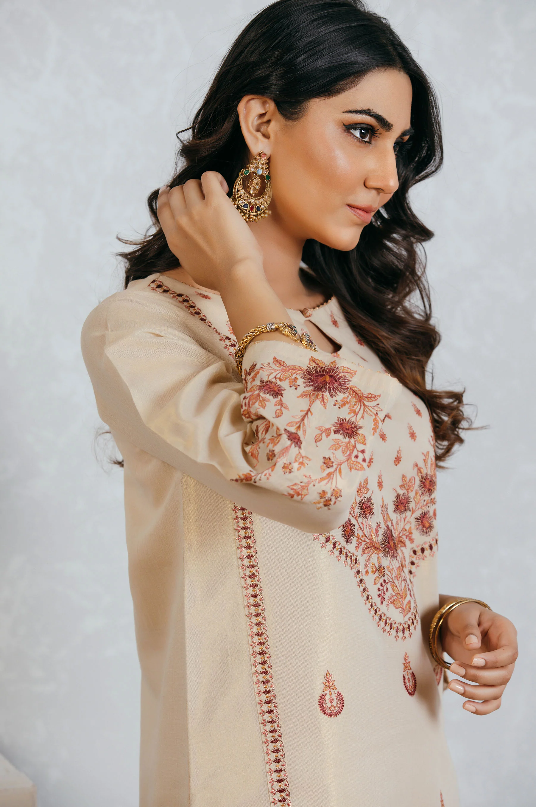 Stitched 1 Piece Mysuri Embroidered Shirt - Image 4
