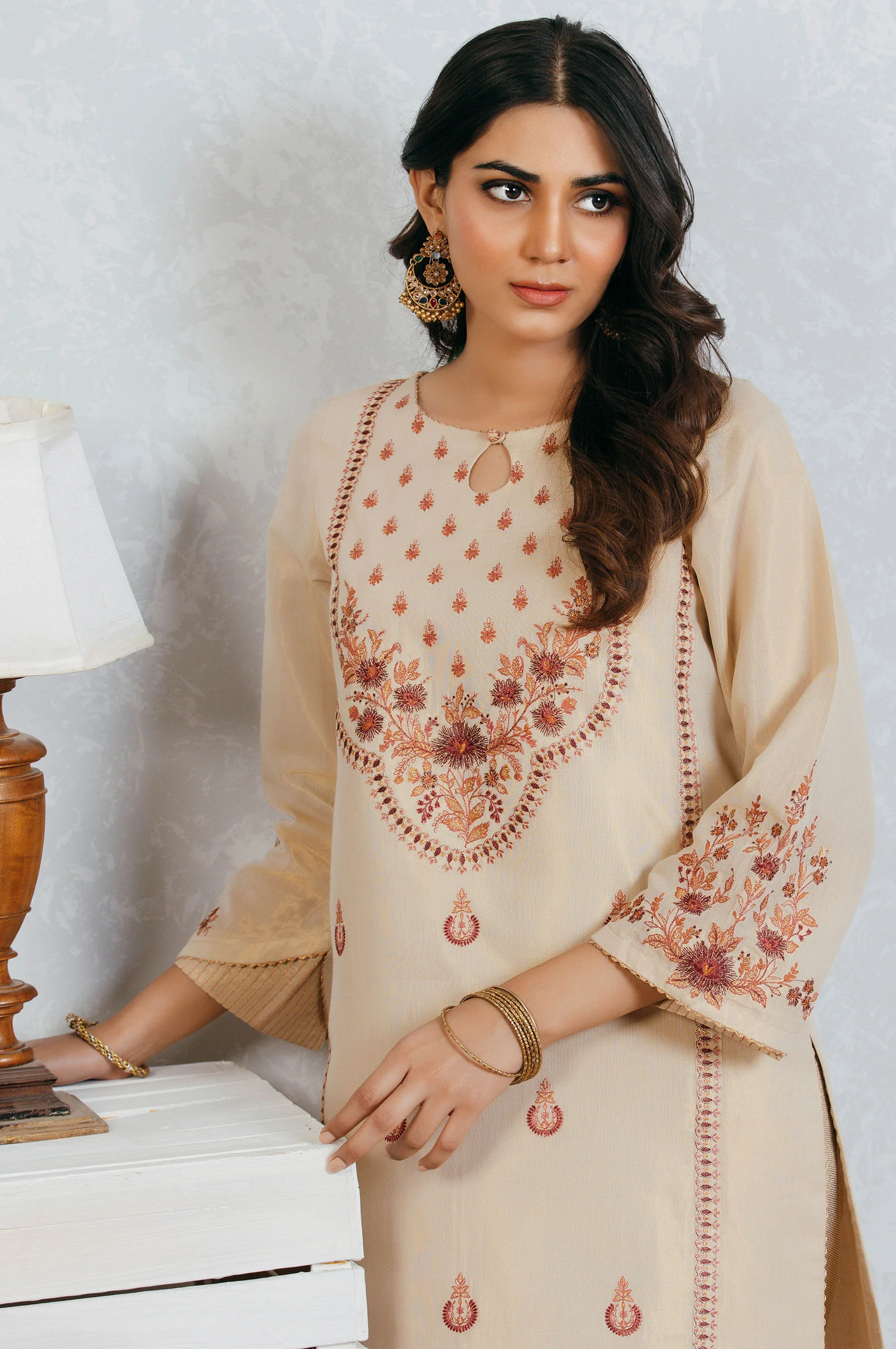 Stitched 1 Piece Mysuri Embroidered Shirt - Image 5