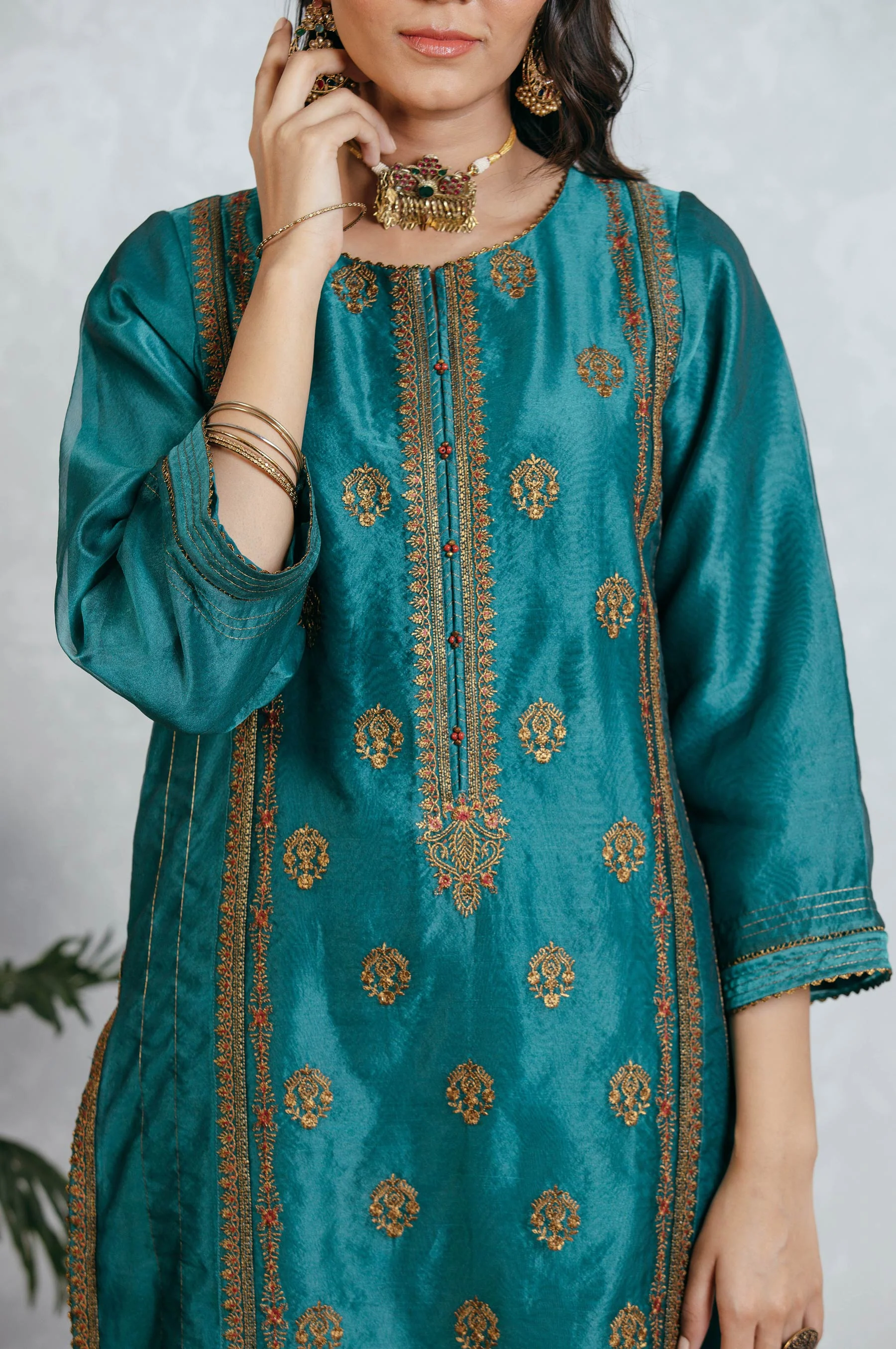 Stitched 1 Piece Organza Embroidered Shirt - Image 5