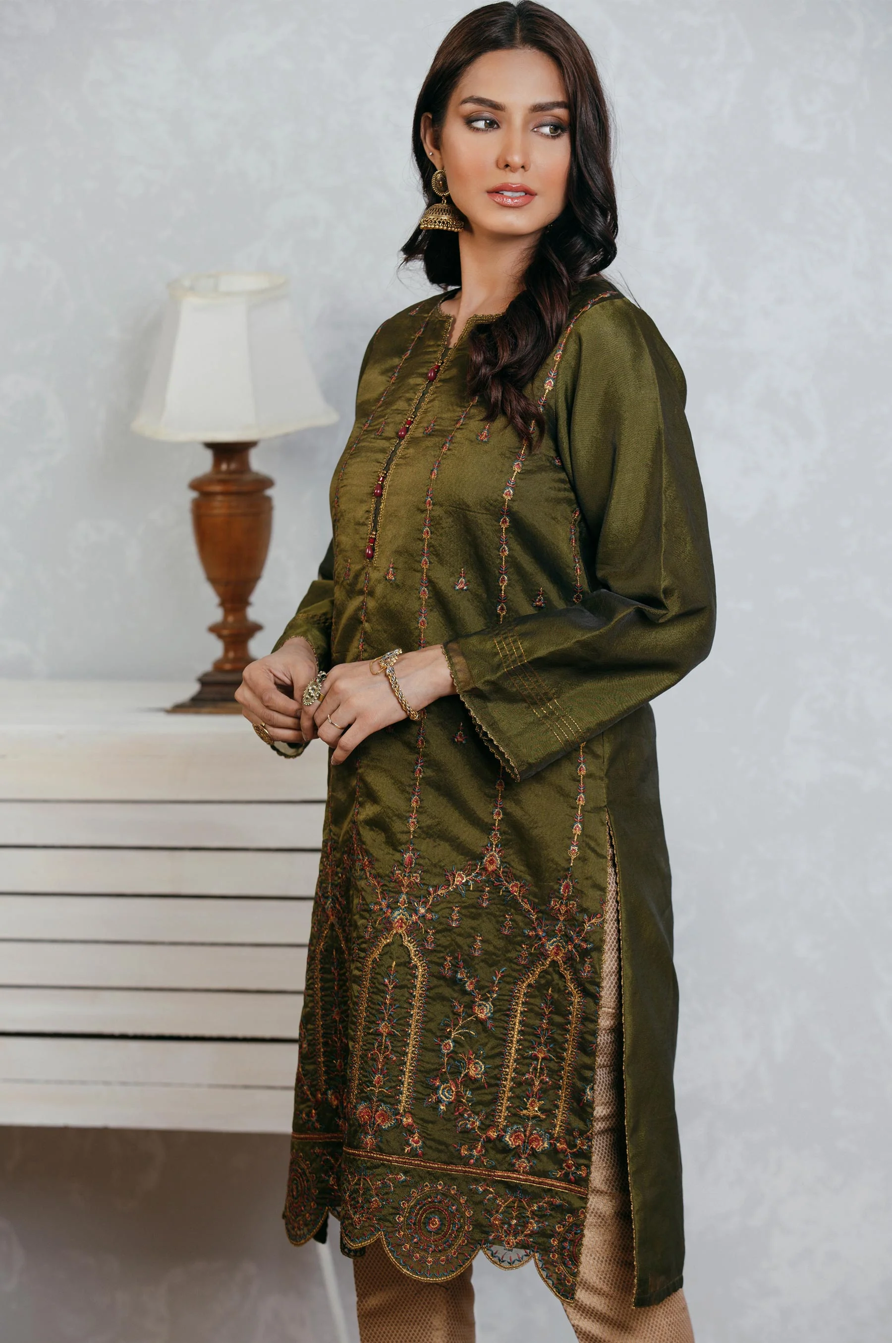 Stitched 1 Piece Organza Embroidered Shirt - Image 4