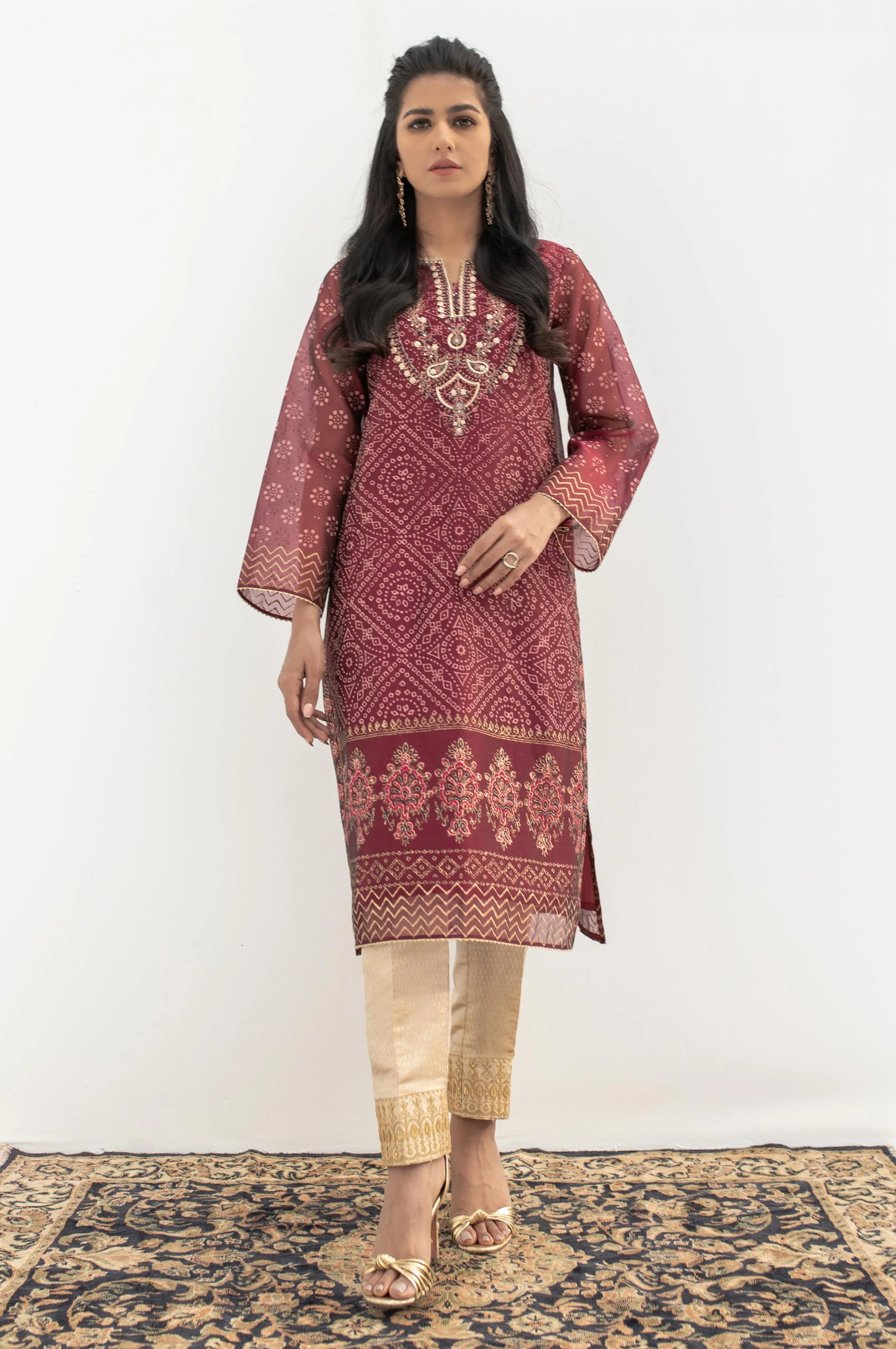 Stitched 1 Piece Block Print + Embroidered Shirt - Image 2