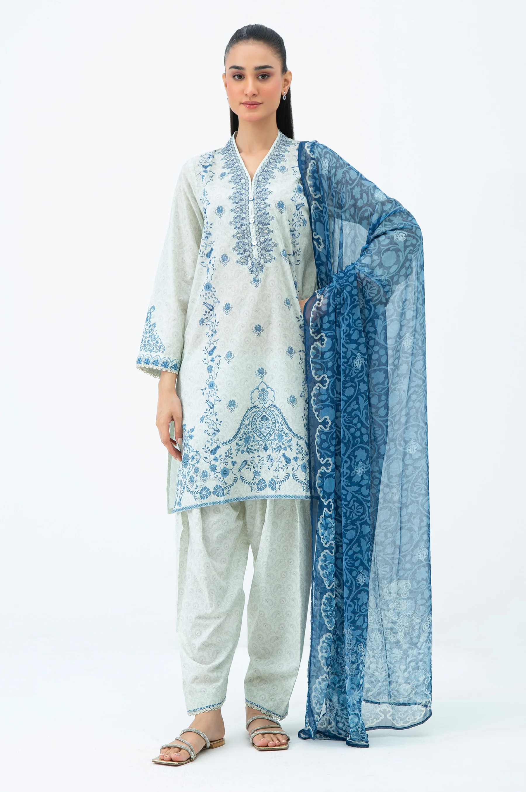 STITCHED EMBROIDERED LAWN SUIT