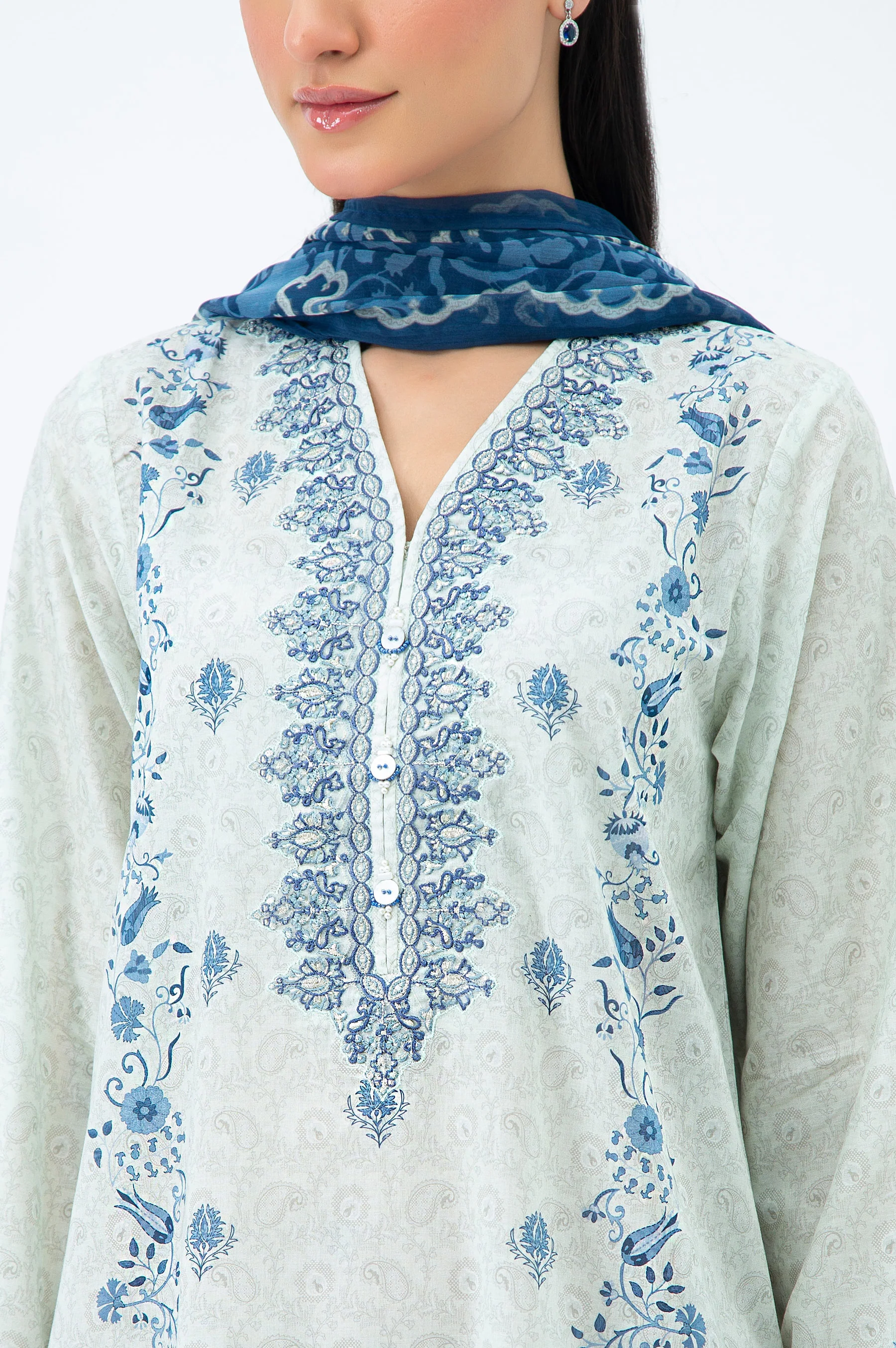 STITCHED EMBROIDERED LAWN SUIT - Image 2