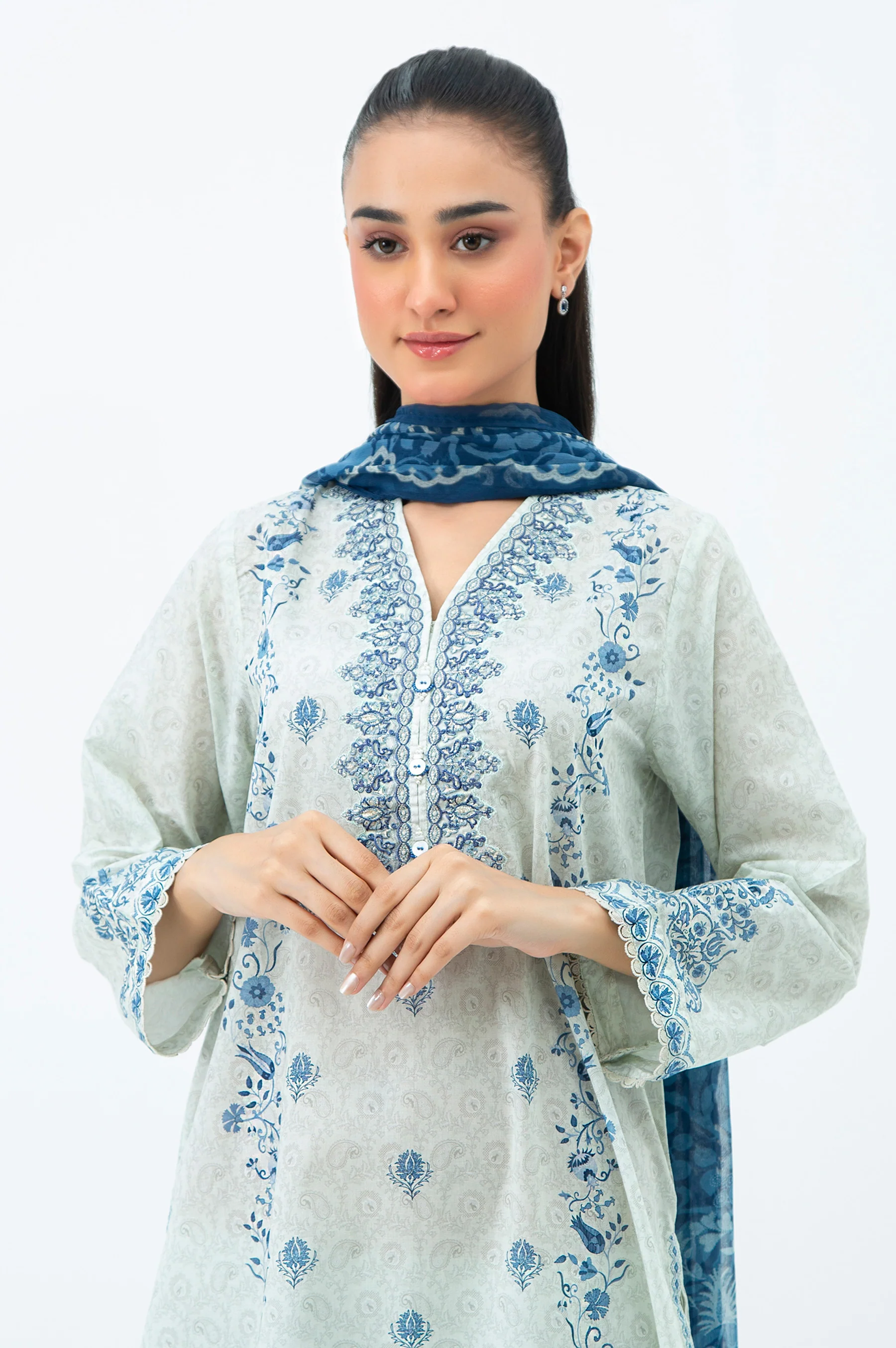 STITCHED EMBROIDERED LAWN SUIT - Image 3