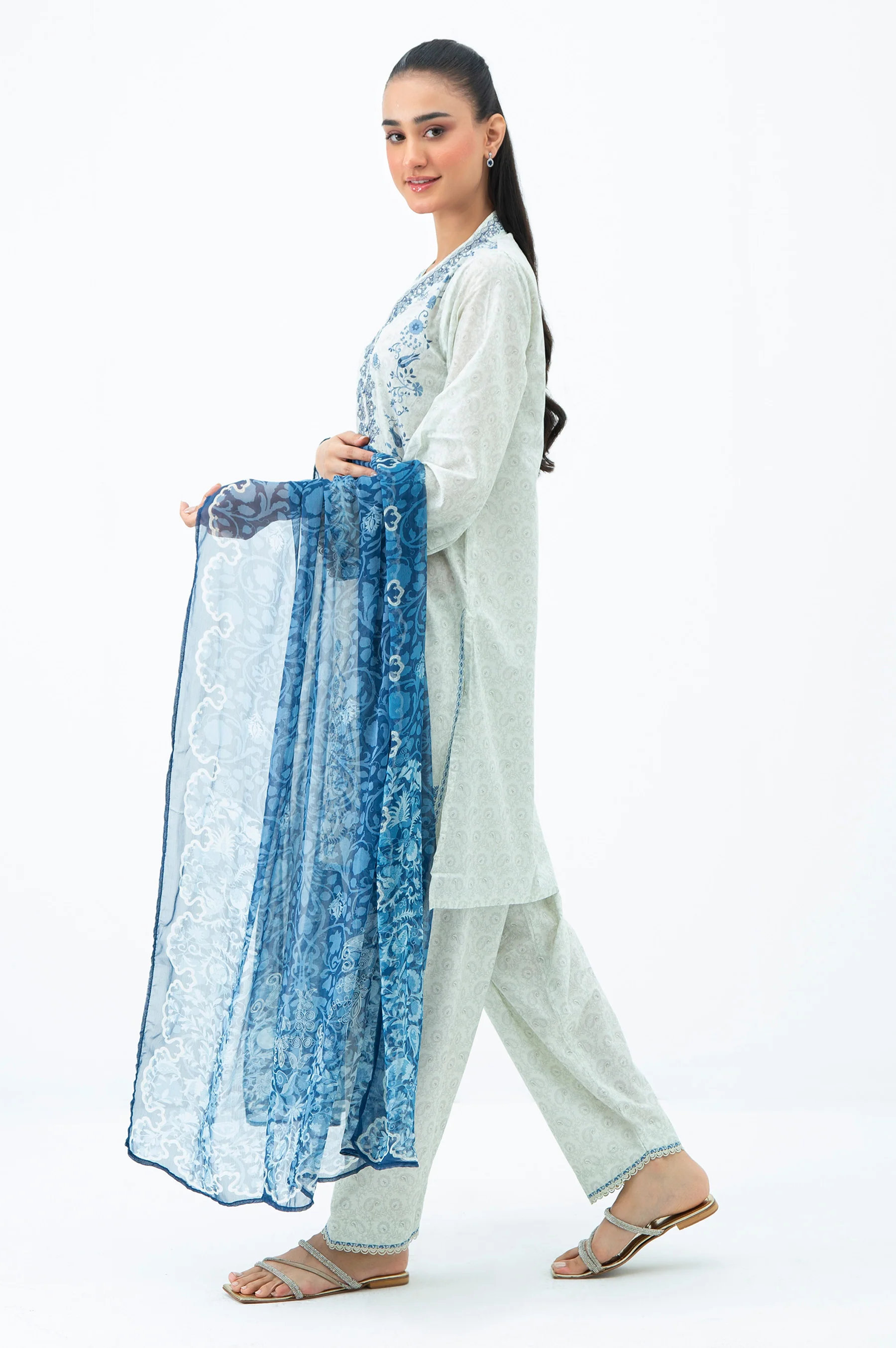 STITCHED EMBROIDERED LAWN SUIT - Image 4