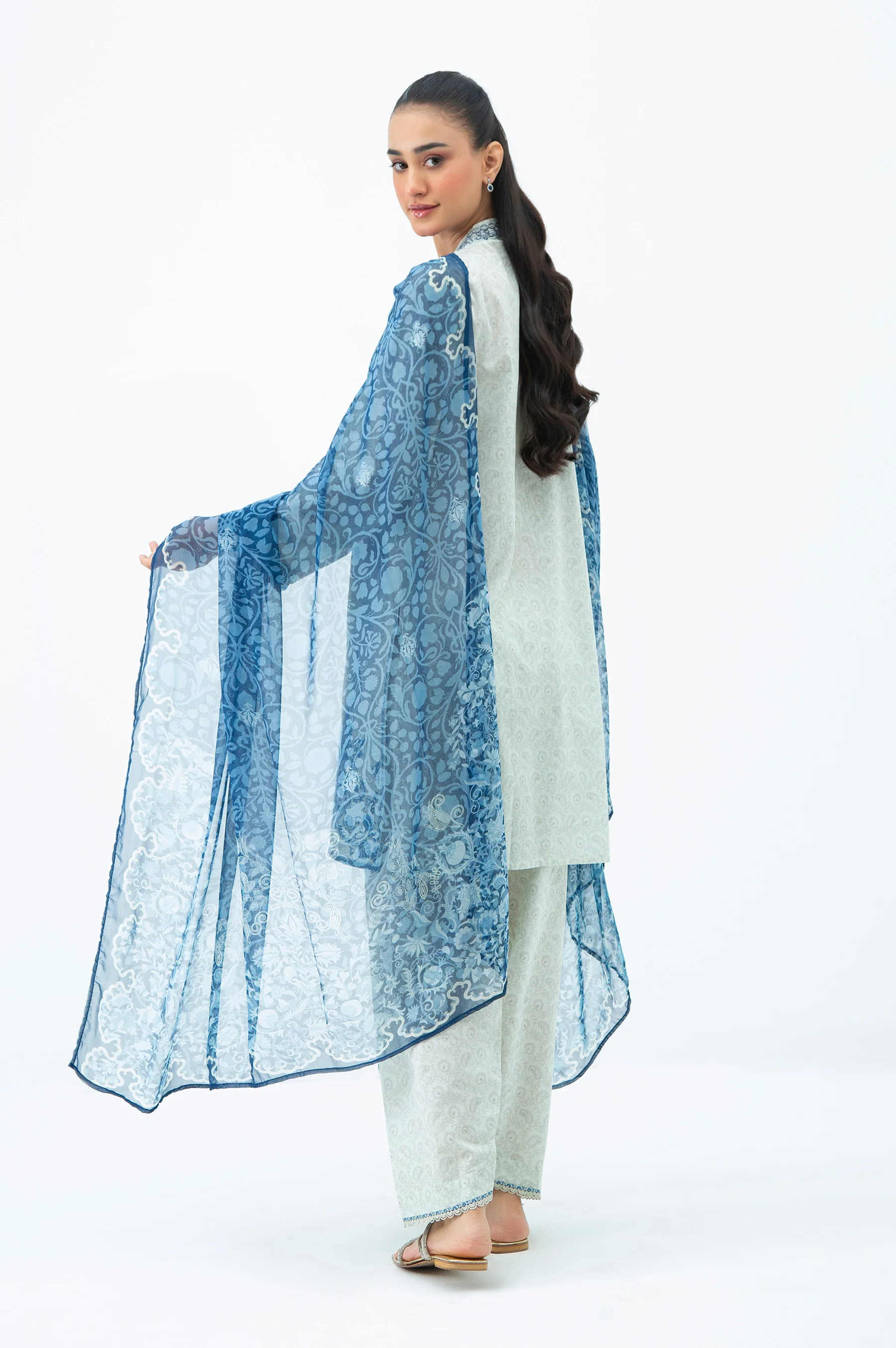 STITCHED EMBROIDERED LAWN SUIT - Image 5