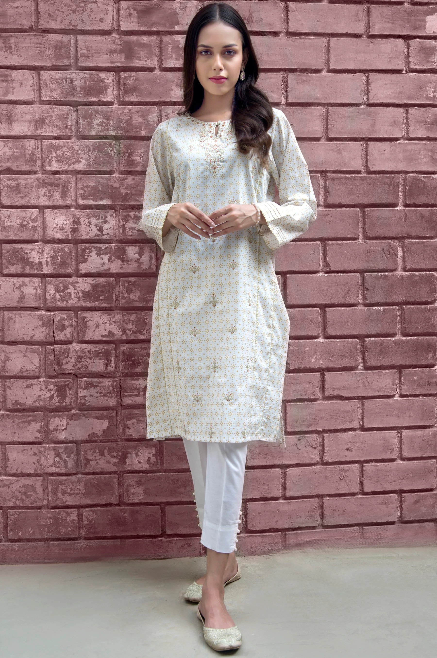 Stitched 1 Piece Embroidered Gold Past Shirt