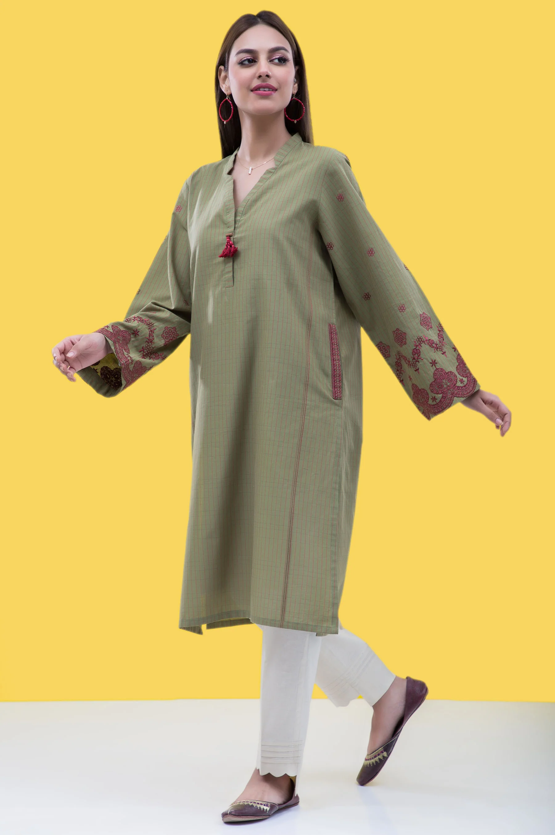 Stitched 1 Piece Embroidered Shirt - Image 3