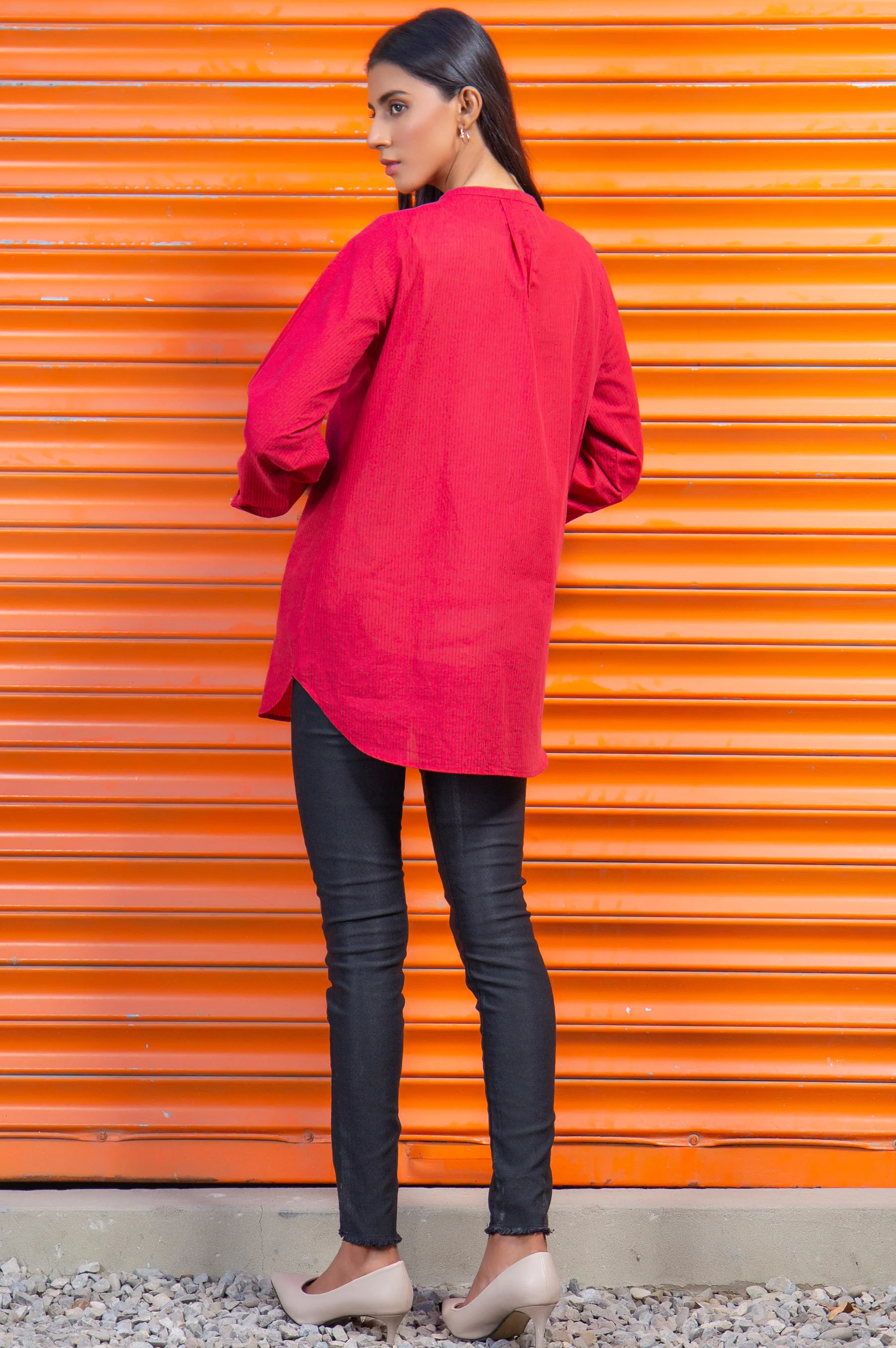 Stitched 1 Piece Embroidered Yarn Dyed Shirt - Image 2