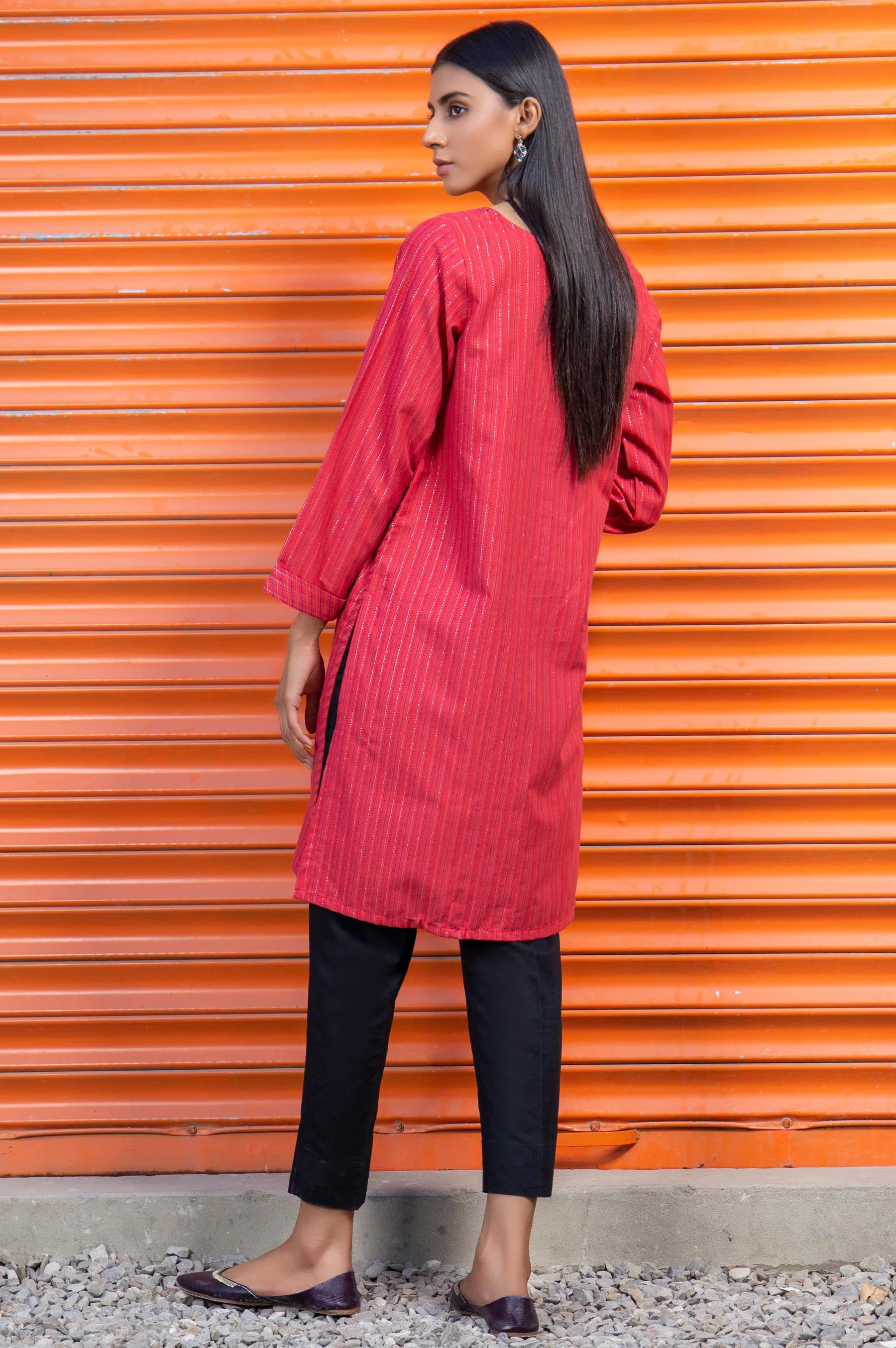 Stitched 1 Piece Embroidered Yarn Dyed Shirt - Image 2