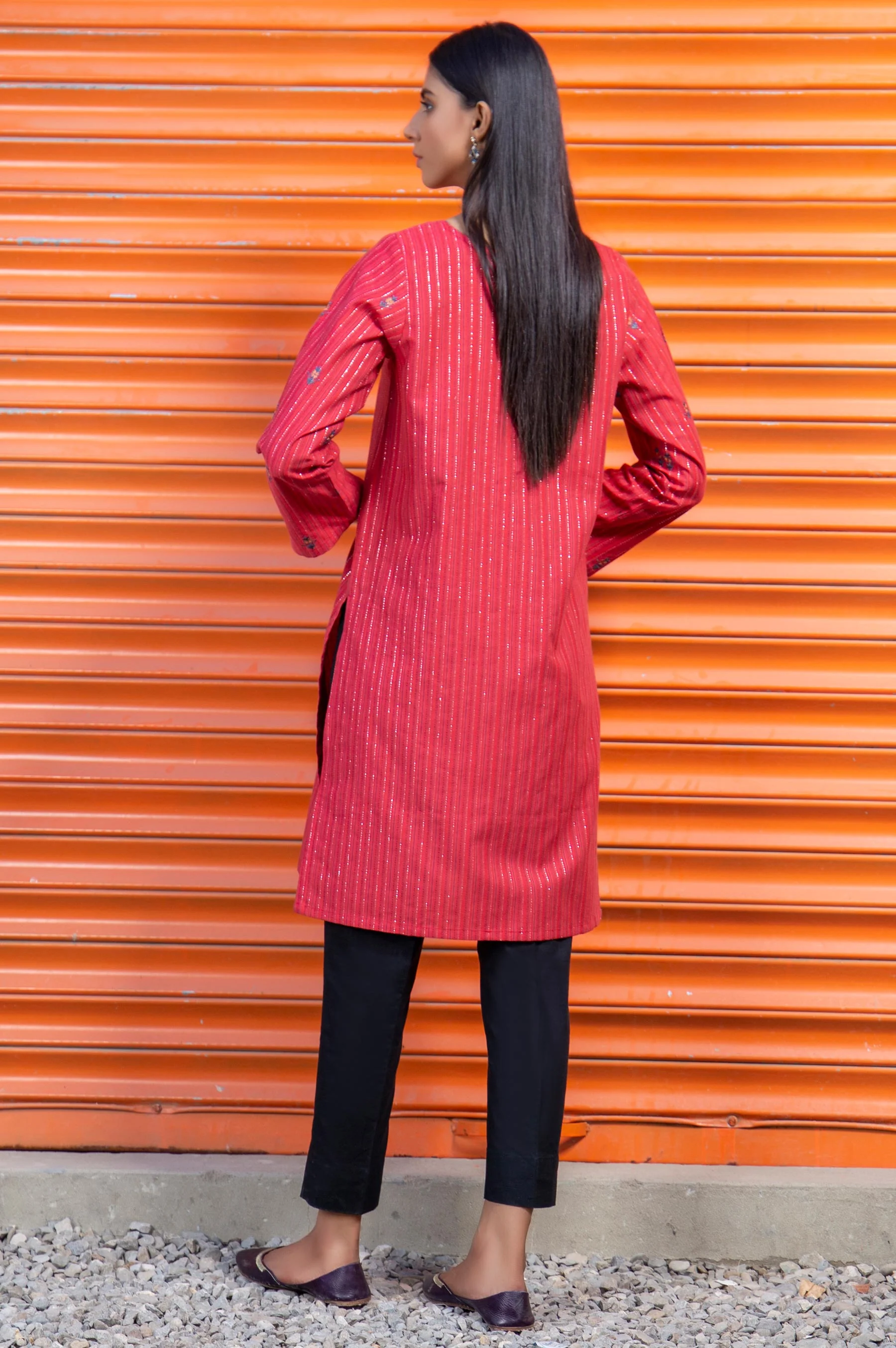 Stitched 1 Piece Embroidered Yarn Dyed Shirt - Image 2