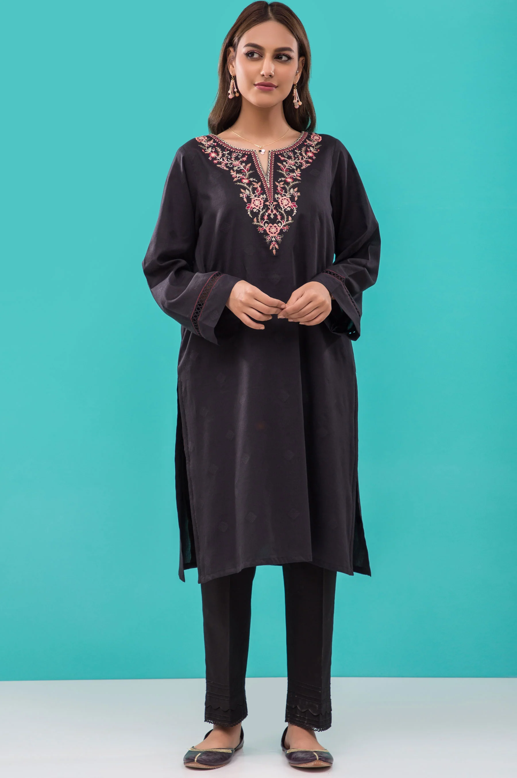 Stitched 1 Piece Embroidered Jacquard Shirt
