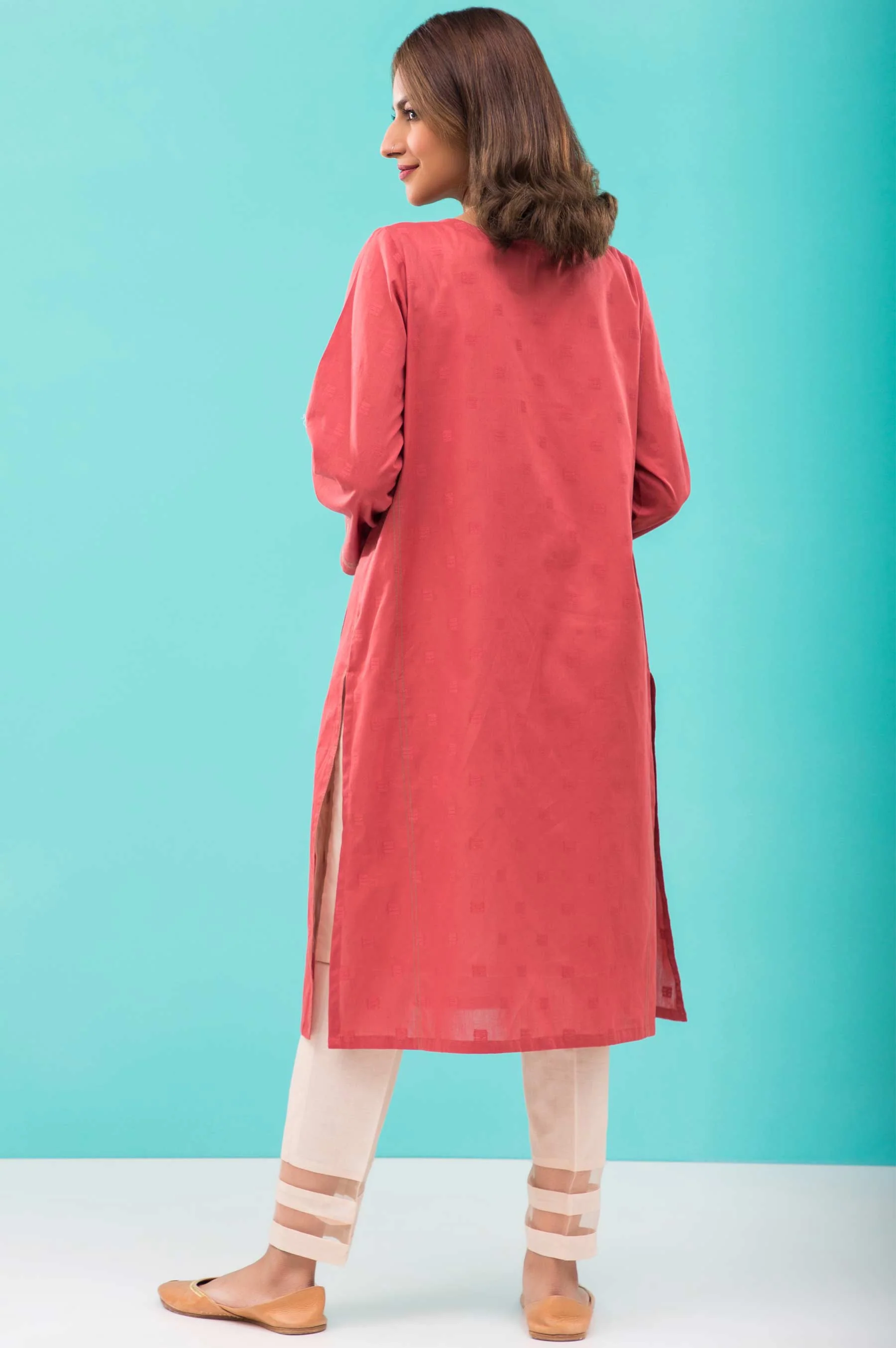 Stitched 1 Piece Embroidered Jacquard Shirt - Image 3